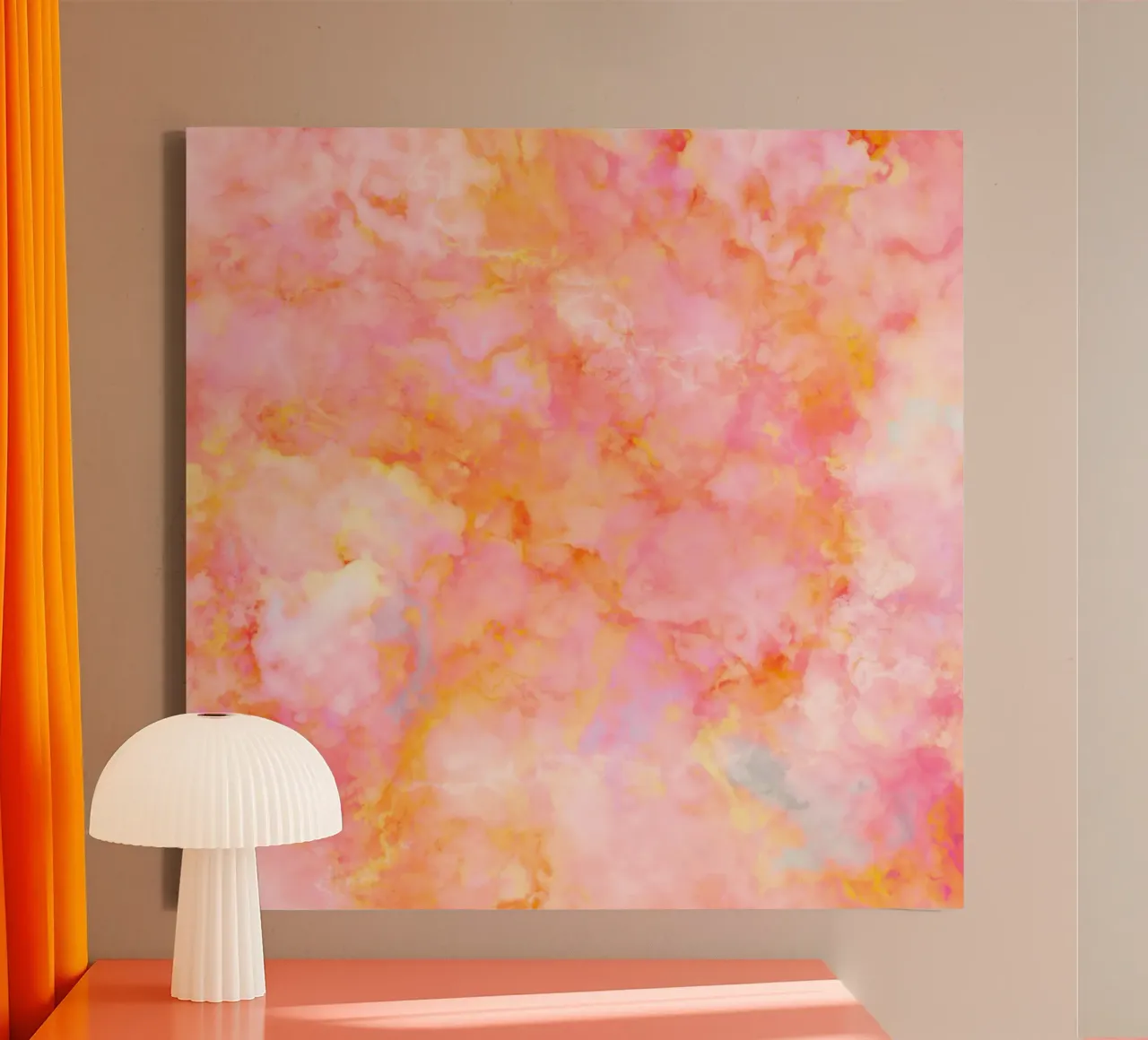 Sunny Candy Marble - Pastelli rosa e pesca tela con Cornice a cassetta da Dominique Vari Abstract