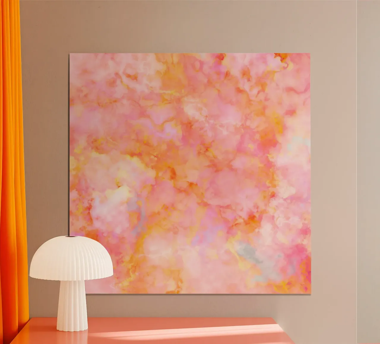 Sunny Candy Marble - Pastelli rosa e pesca poster con telaio in plastica da Dominique Vari Abstract