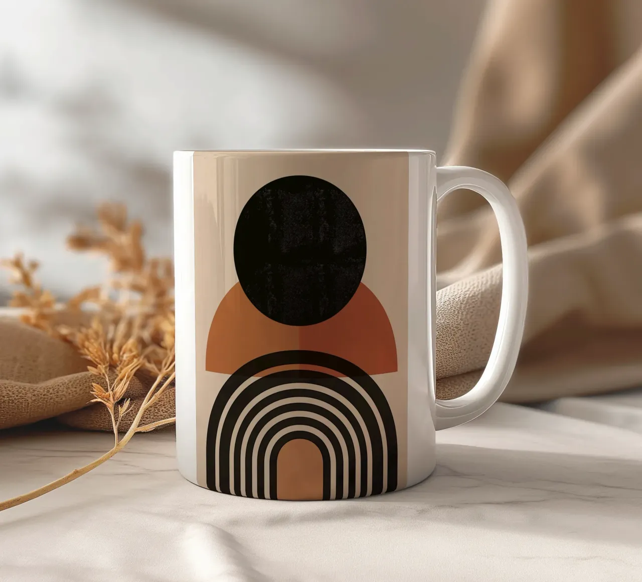 Modern semi-circular design ceramic mug by Whole©