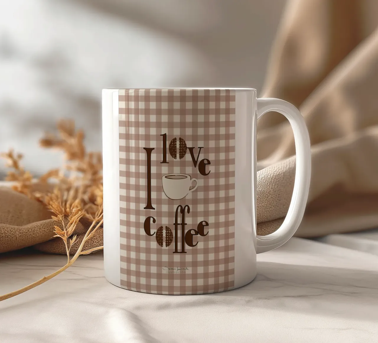 Ich liebe Kaffee - Kunstdruck Kaffee Keramik Tasse von Art by Susana Miranda ilustración