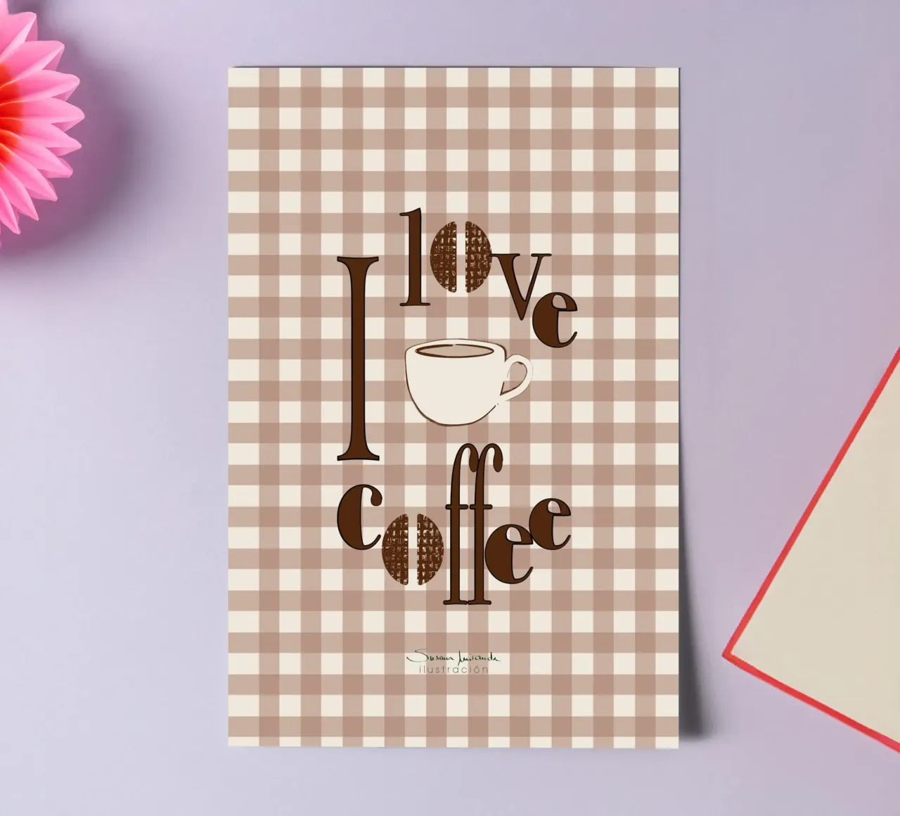 Ich liebe Kaffee - Kunstdruck Kaffee Stickerbogen von Art by Susana Miranda ilustración