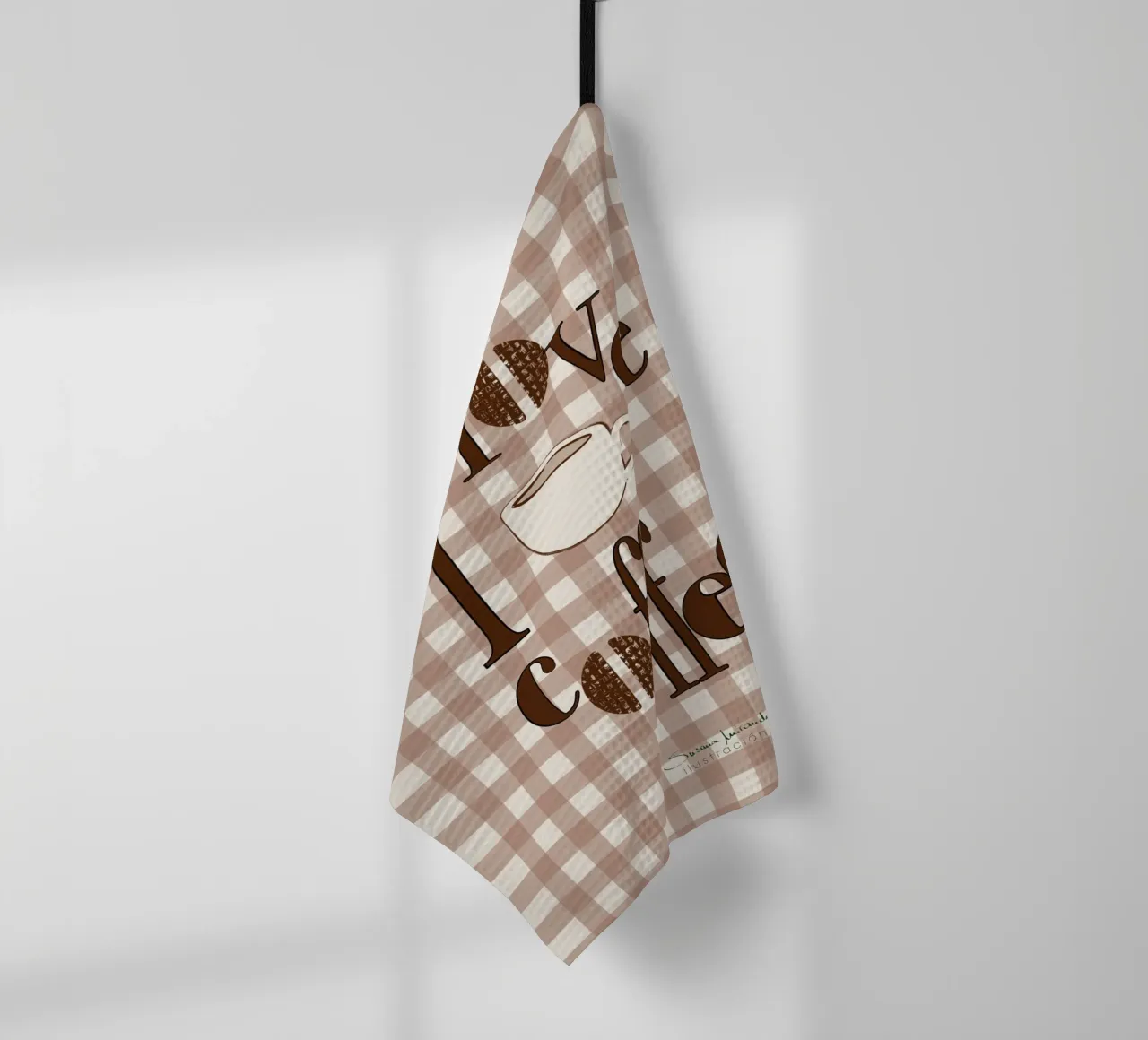 Ich liebe Kaffee - Kunstdruck Kaffee Geschirrtuch von Art by Susana Miranda ilustración
