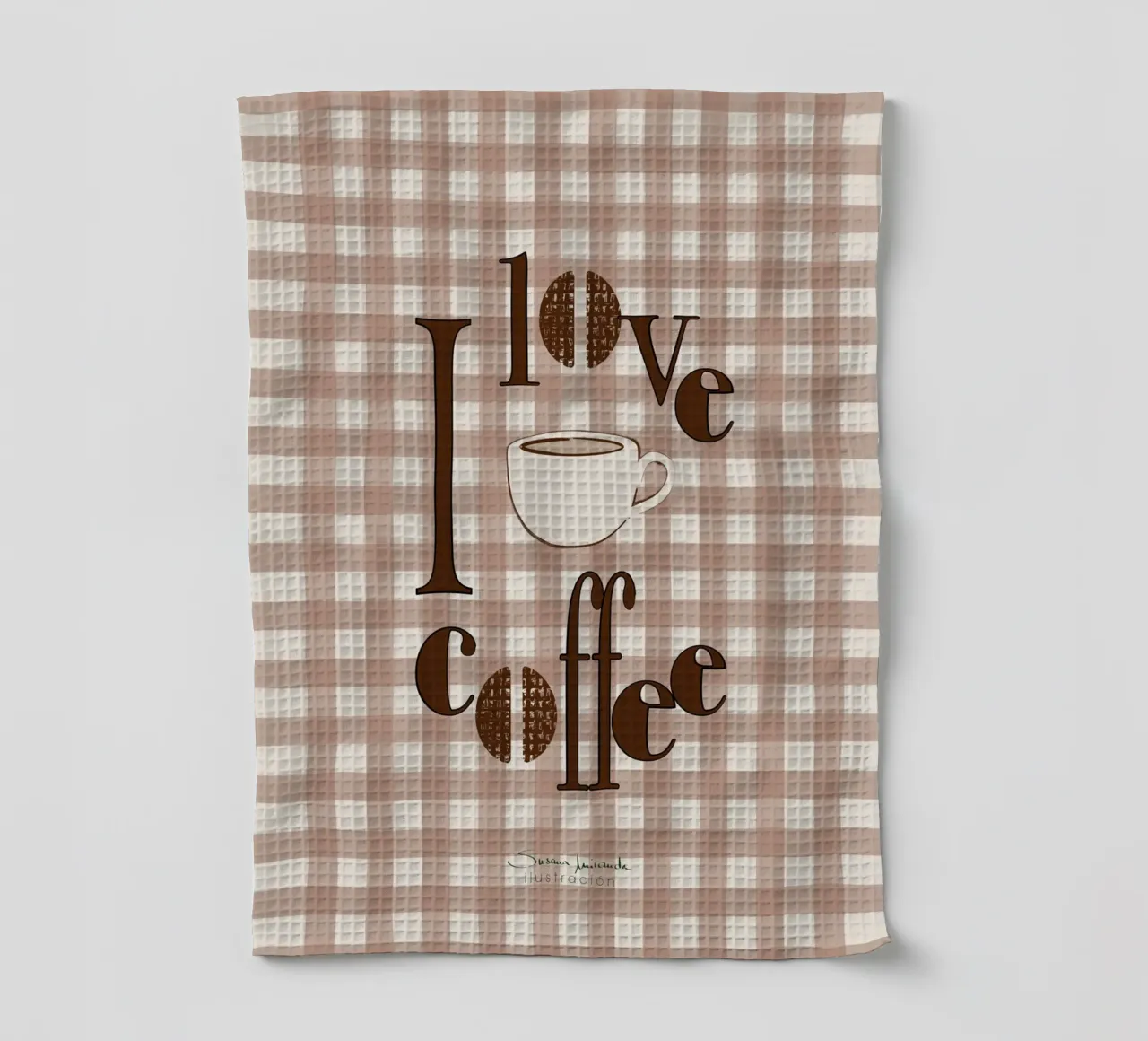 Ich liebe Kaffee - Kunstdruck Kaffee Geschirrtuch von Art by Susana Miranda ilustración