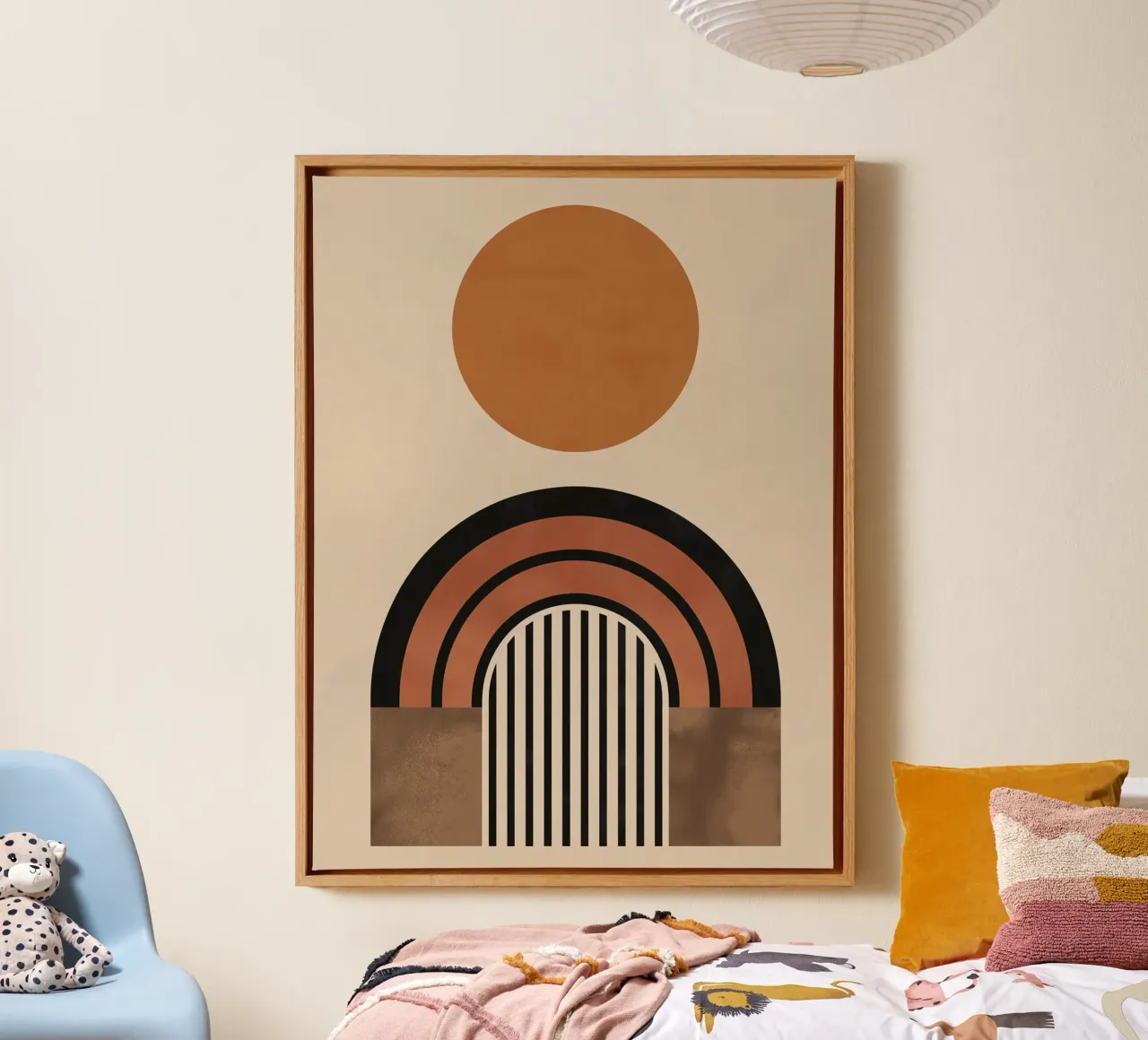 Boho geometrisch kunstwerk canvas met Baklijst van Whole©