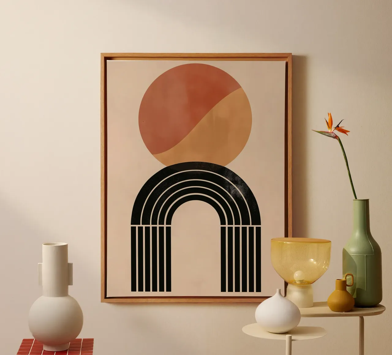 Geometric boho art canvas with Floater frame by Whole©