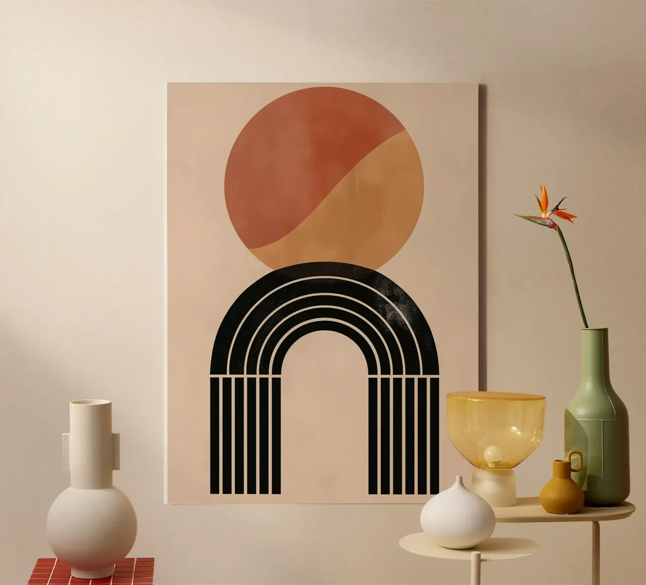 Geometric boho art canvas with Floater frame by Whole©