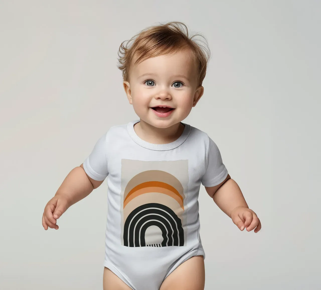 Design arcobaleno retrò body neonato maniche corte da Whole©
