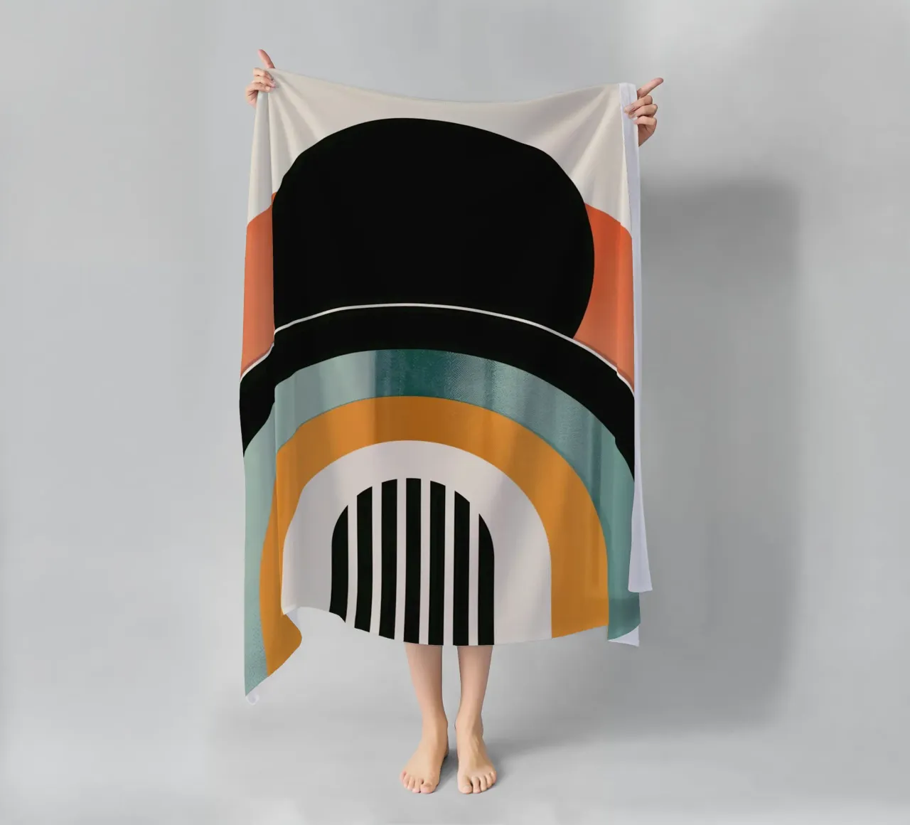 Design geometrico retrò telo mare da Whole©