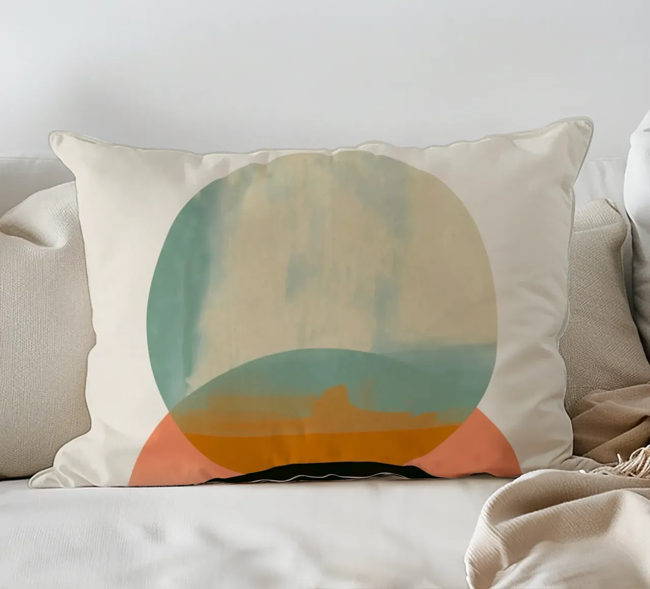 Geometric shapes in pastel decorative cushion by Whole©