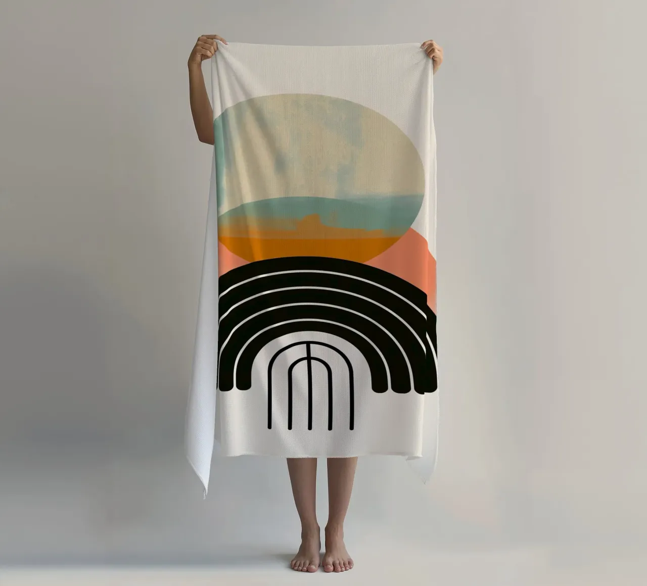 Geometric shapes in pastel beach towel by Whole©