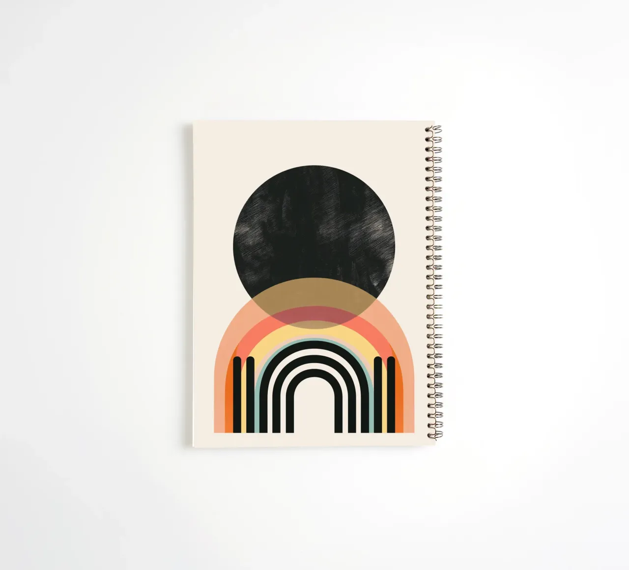 Geometric colours & arcs spiral notebook by Whole©