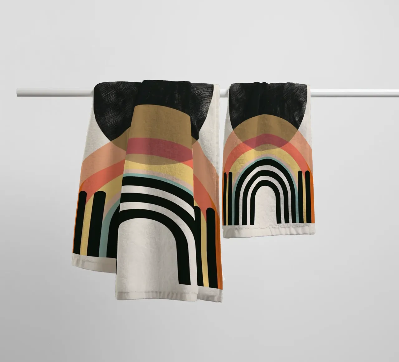 Geometric colours & arcs towel by Whole©