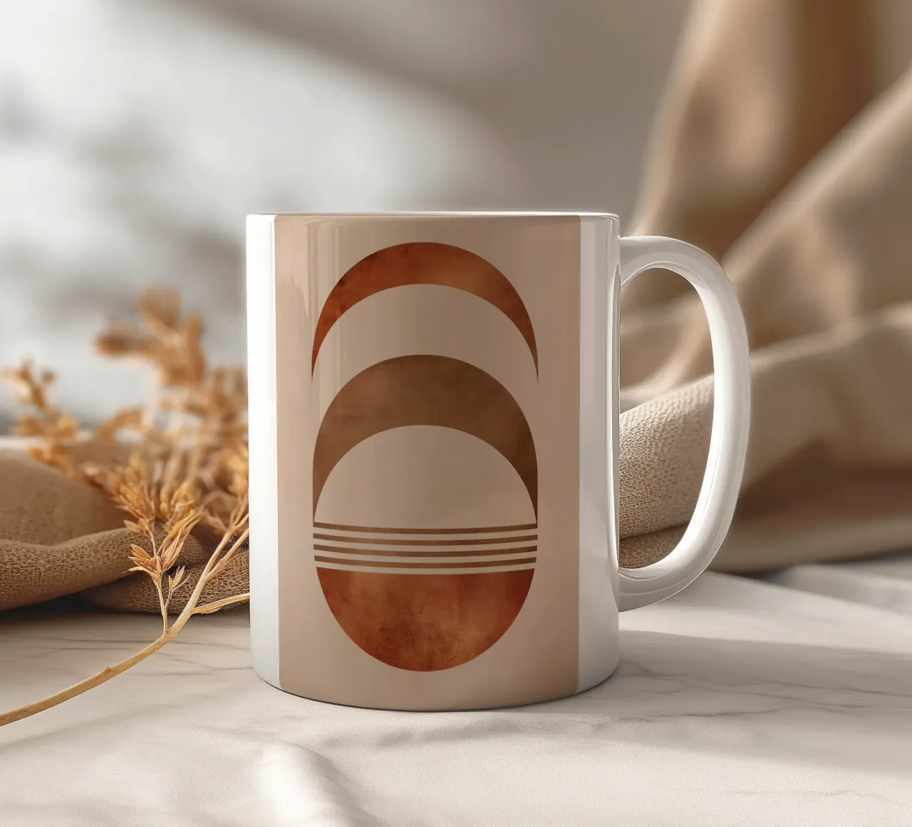 Boho Halbkreis Design Keramik Tasse von Whole©