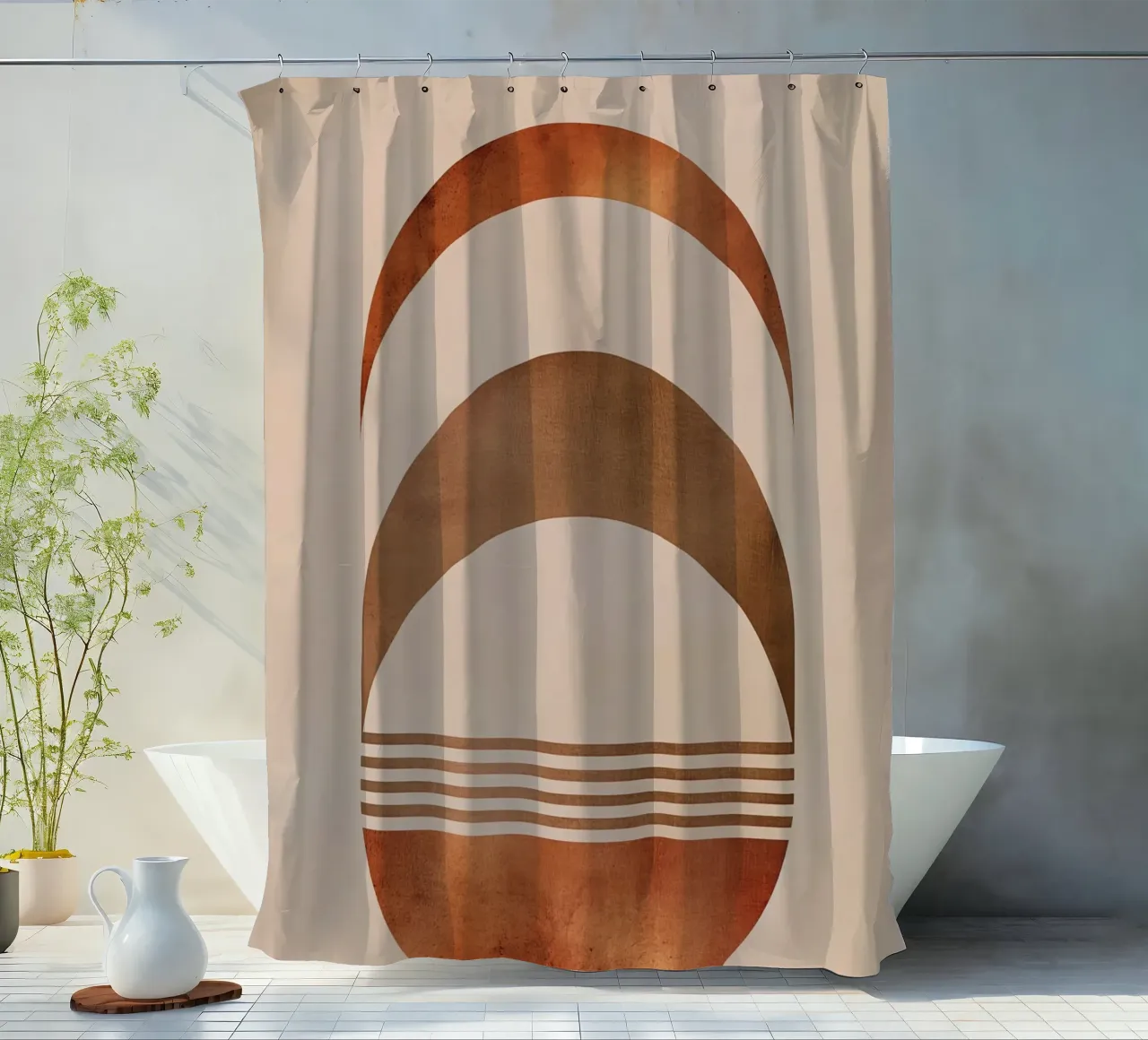 Design boho a semicerchio tenda da doccia da Whole©