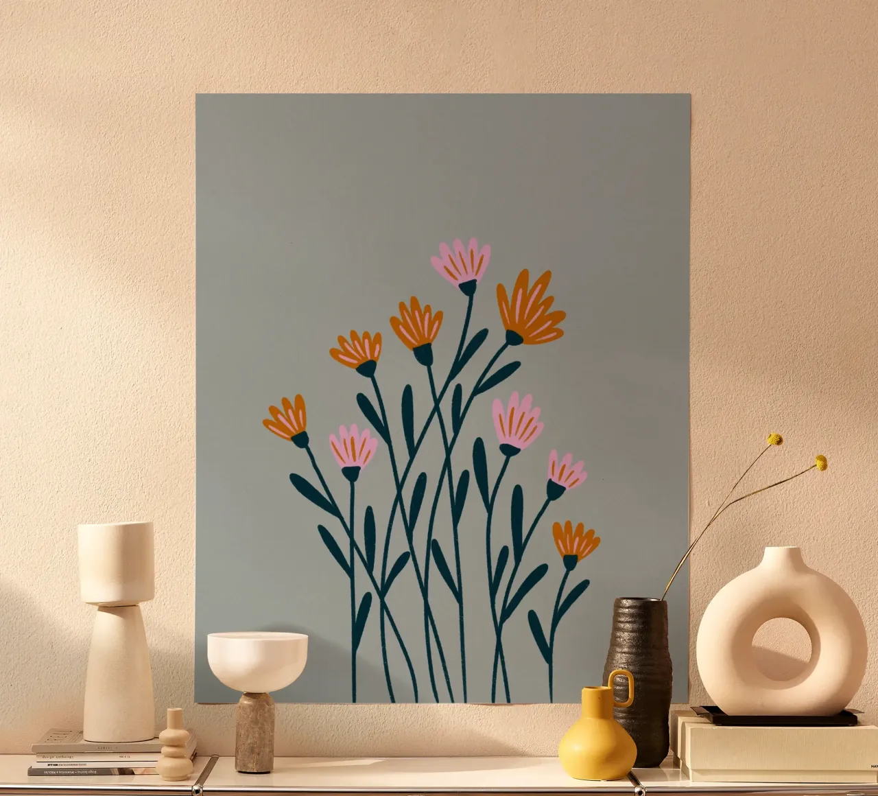 Fiori rosa e arancioni carta hahnemühle da Wackapacka