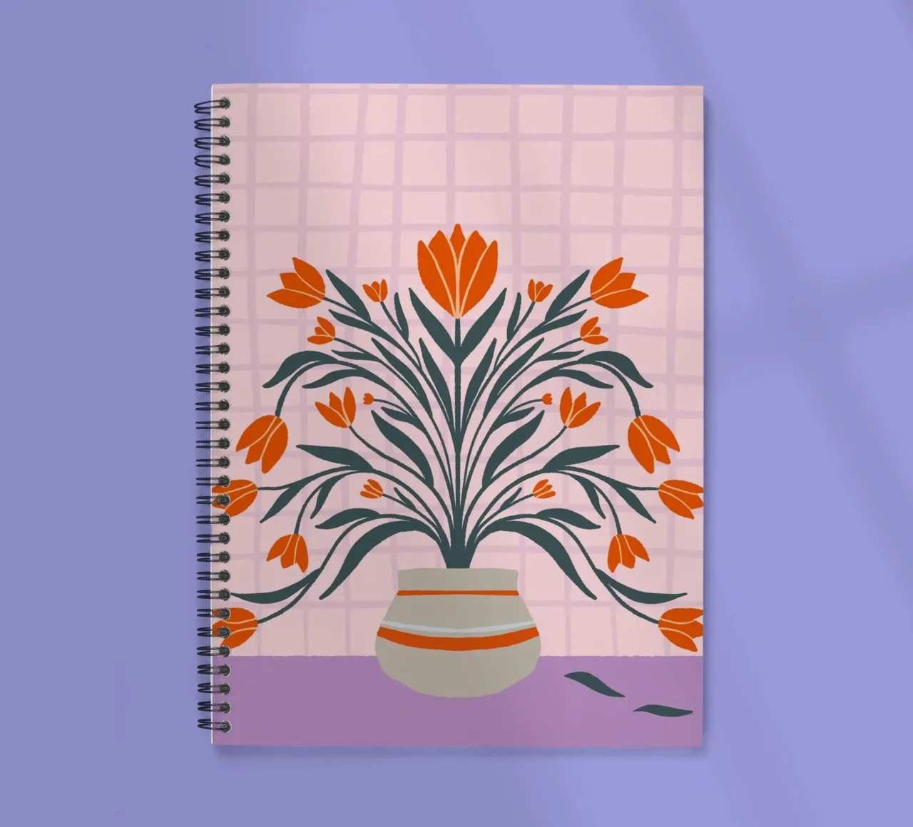 Tulips - orange and violet spiral notebook by Wackapacka