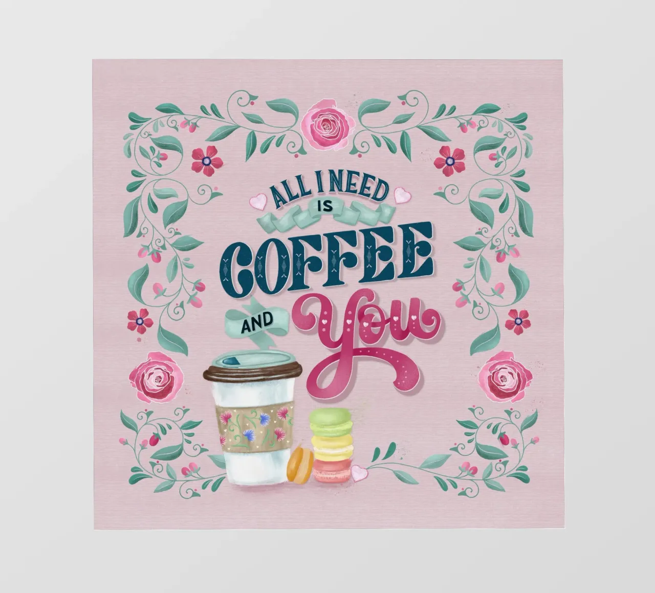 All I Need Is Coffee and You. Lustiger Kaffeespruch. pellicola backlit da CalliLetters