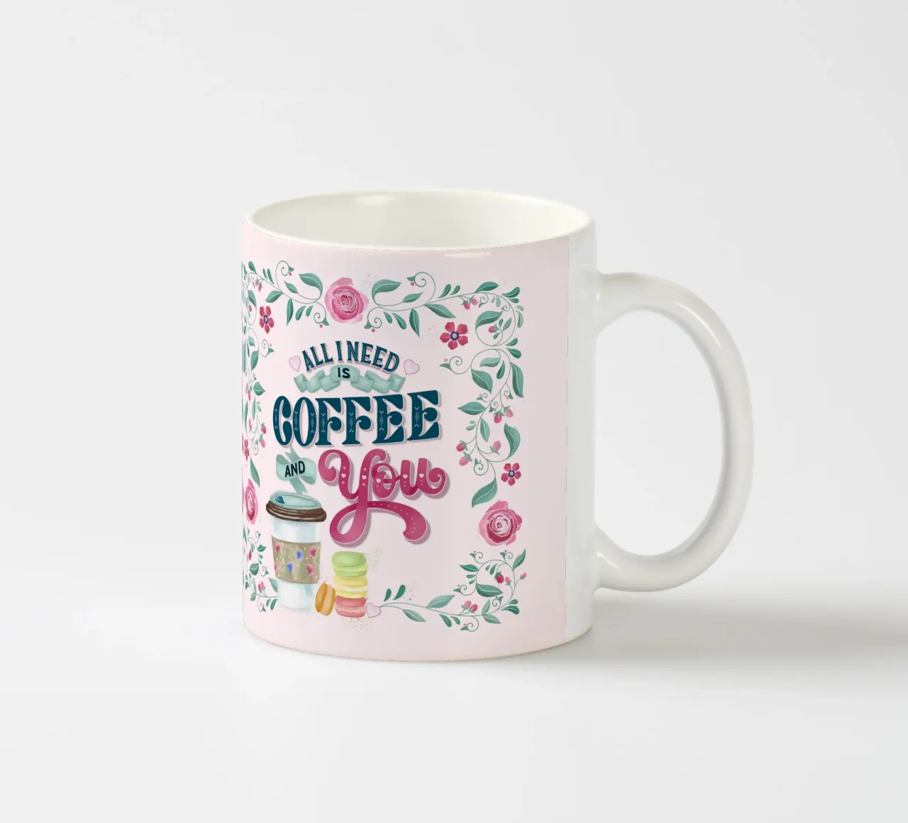 All I Need Is Coffee and You. Lustiger Kaffeespruch. tazza in ceramica da CalliLetters