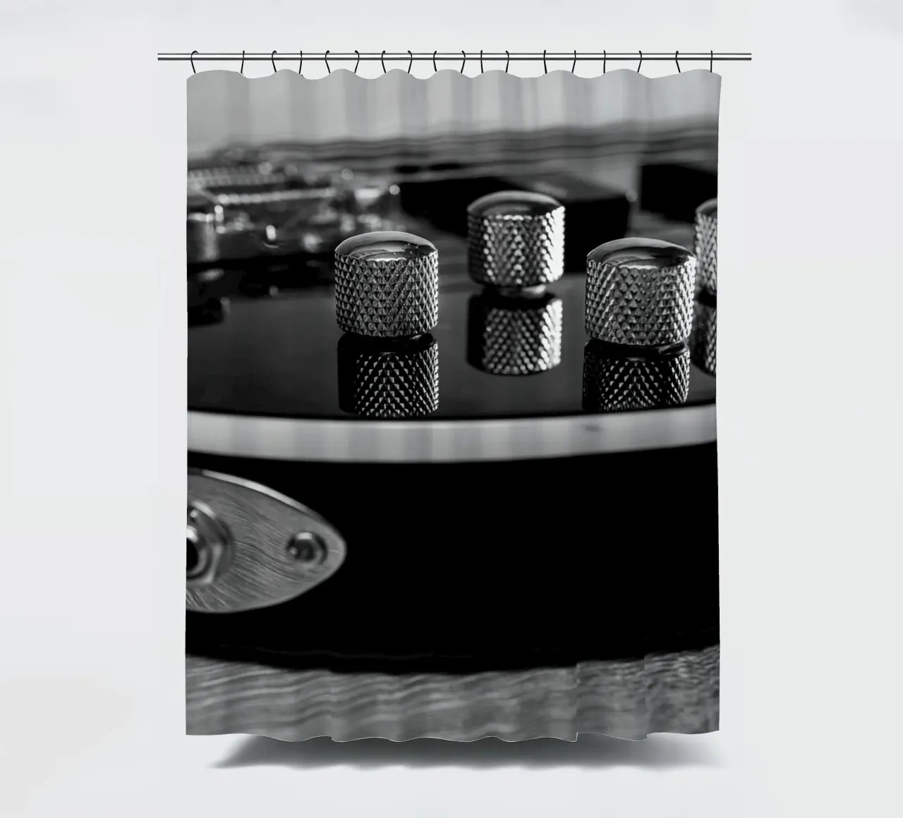 Black bass guitar shower curtain by anderm