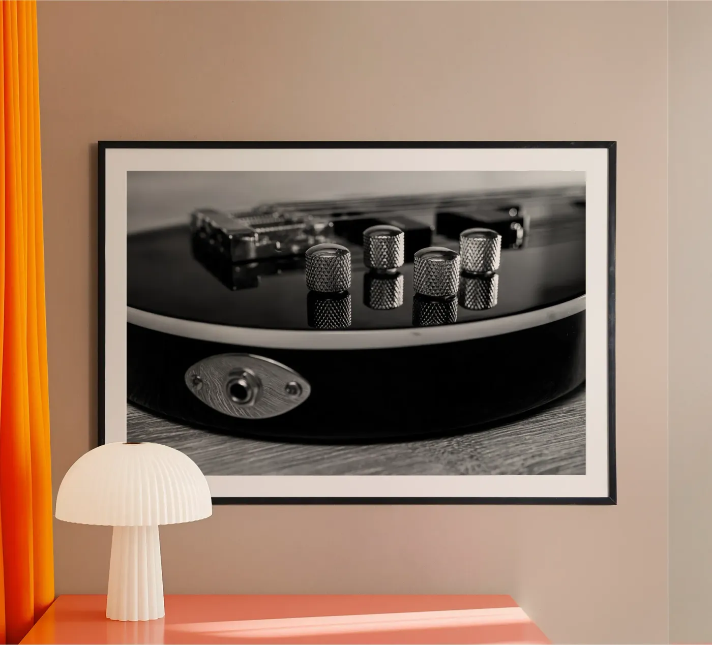 Black bass guitar poster van anderm