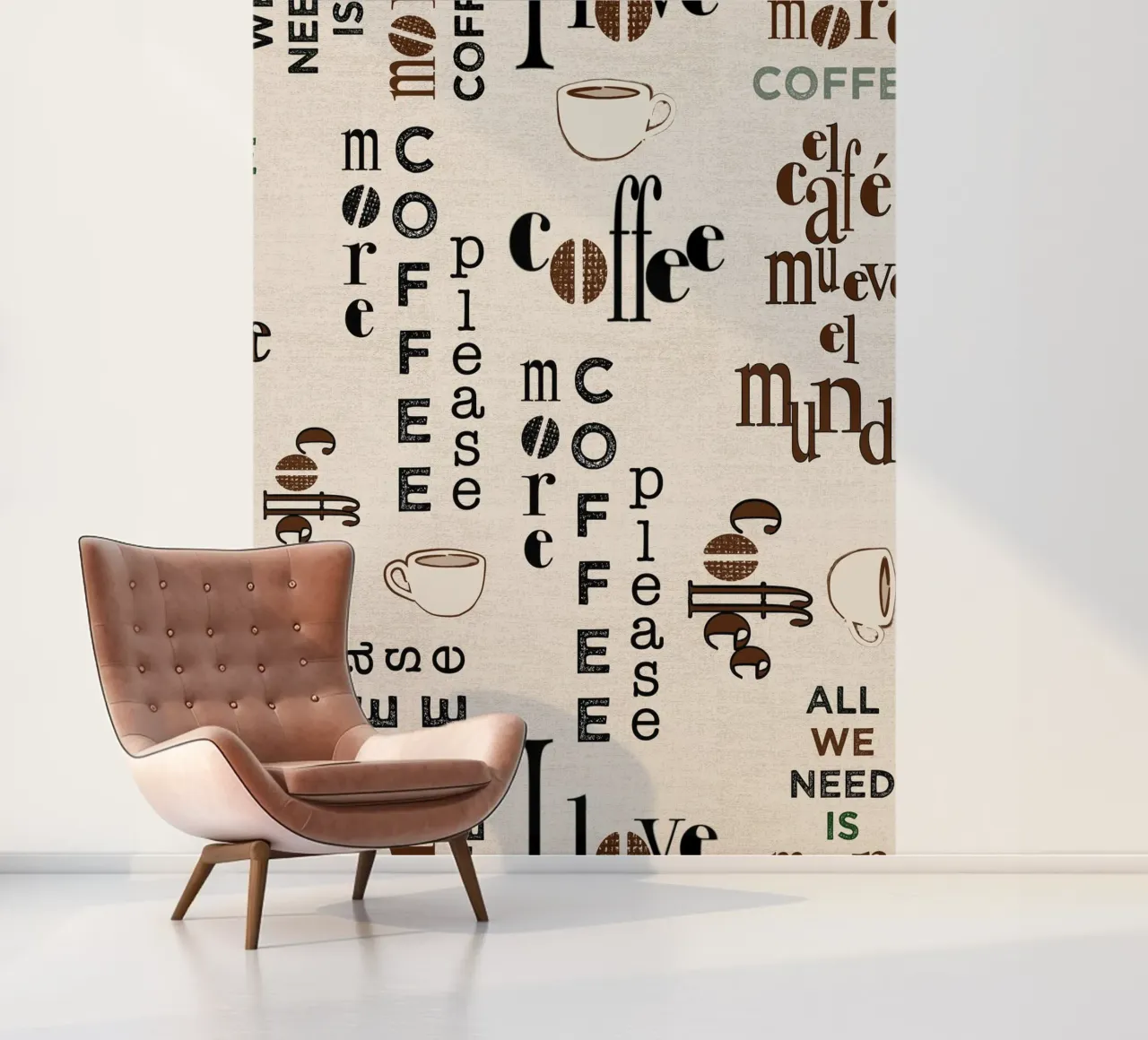 Koffie citaten patroon fotobehang van Art by Susana Miranda ilustración