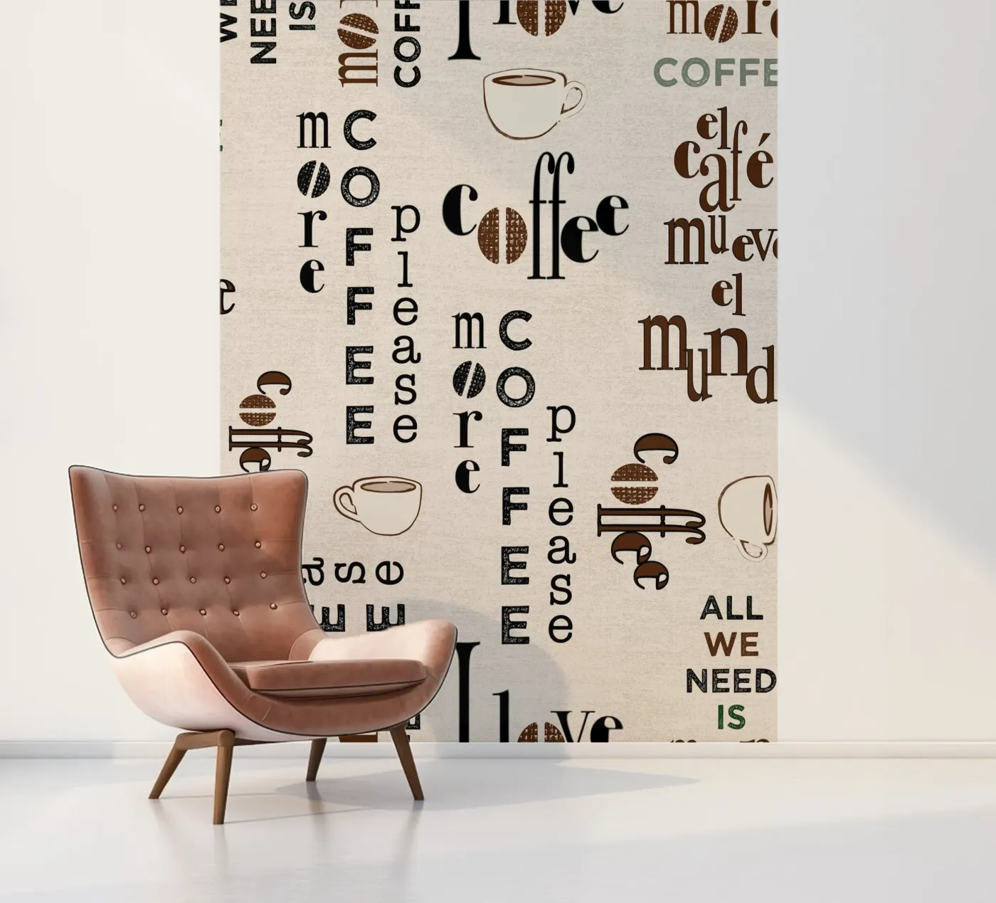 Koffie citaten patroon fotobehang van Art by Susana Miranda ilustración