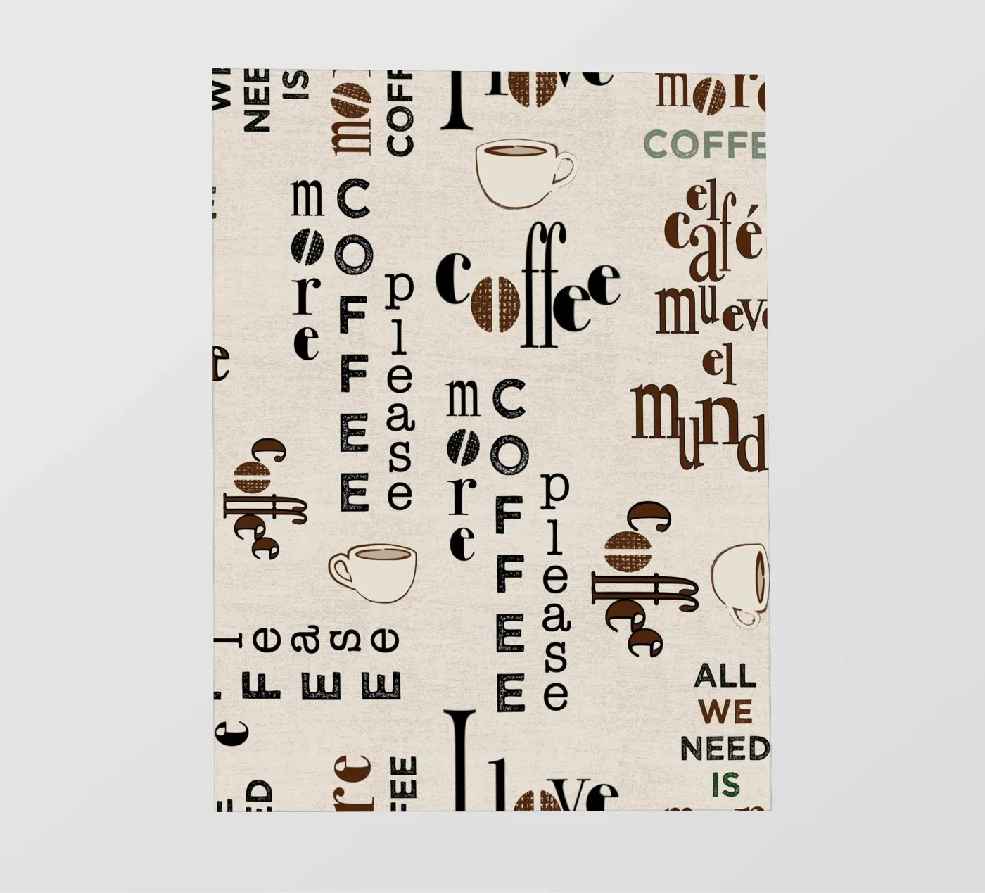 Koffie citaten patroon fotobehang van Art by Susana Miranda ilustración