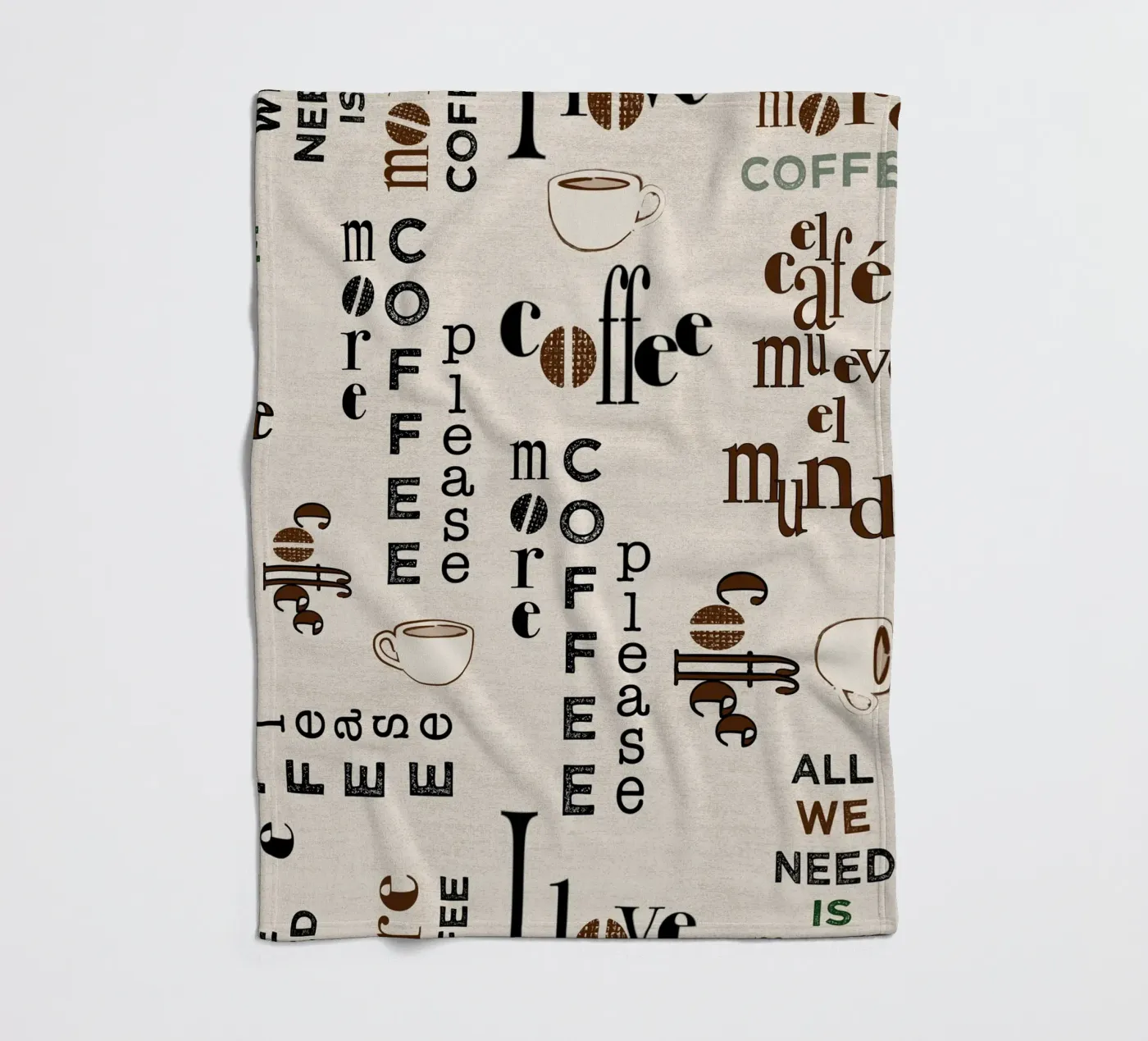 Koffie citaten patroon fleecedeken van Art by Susana Miranda ilustración