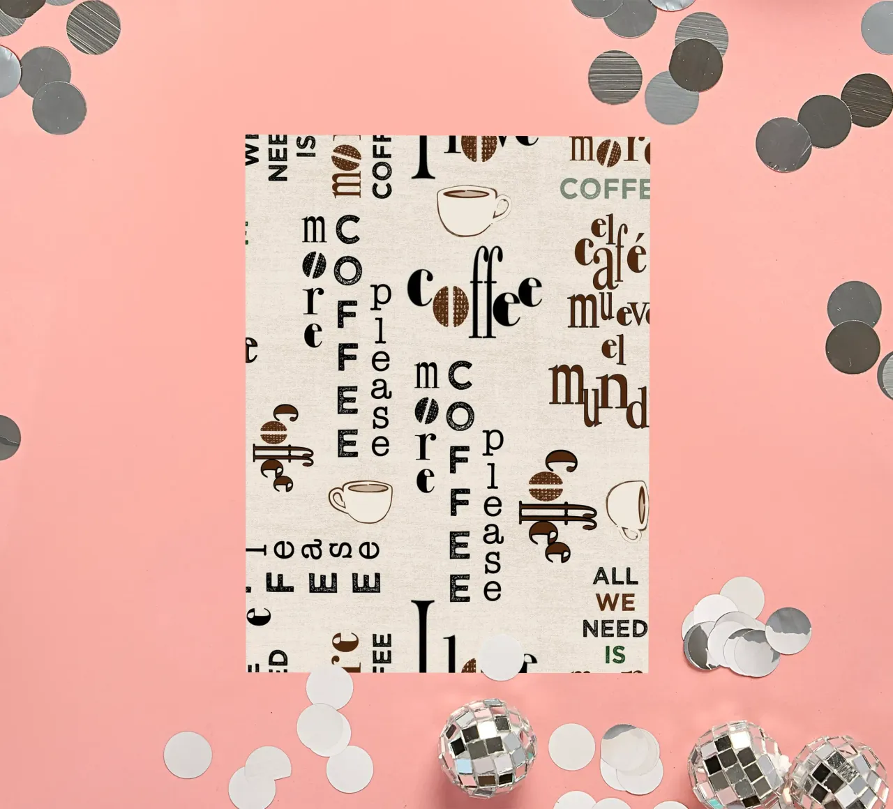 Coffee quotes pattern sticker by Art by Susana Miranda ilustración