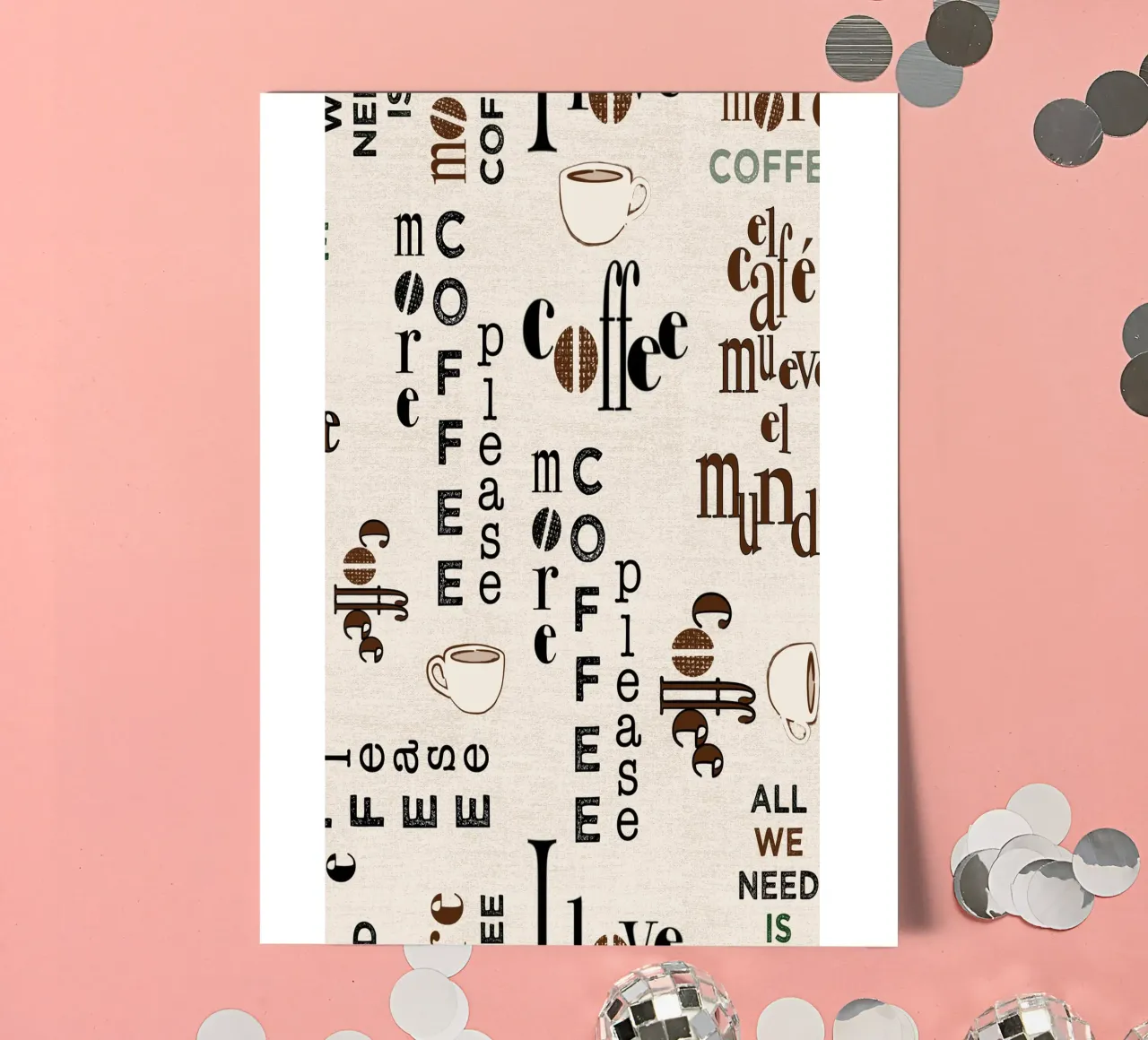 Coffee quotes pattern sticker sheet by Art by Susana Miranda ilustración
