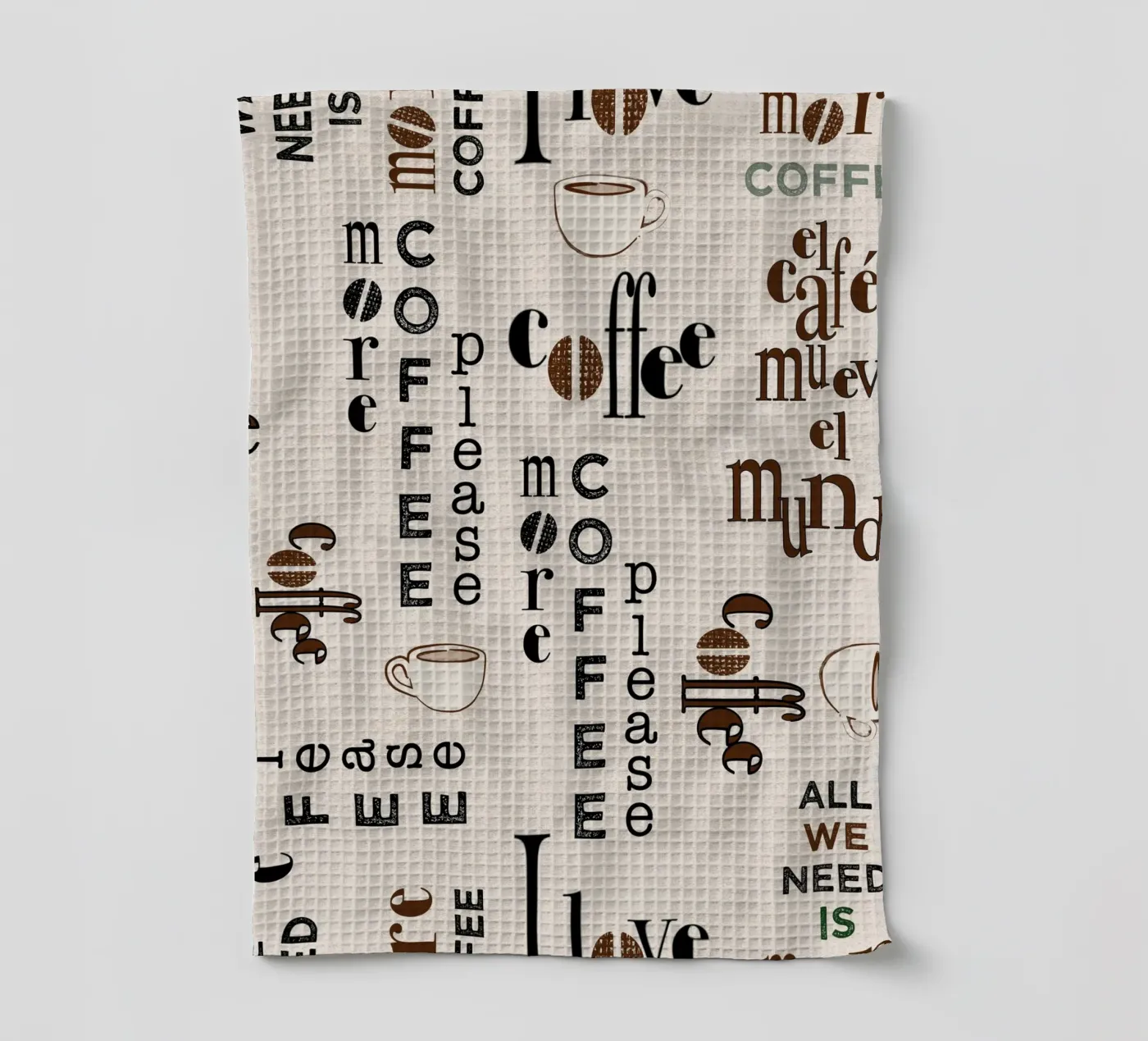 Coffee quotes pattern tea towel by Art by Susana Miranda ilustración