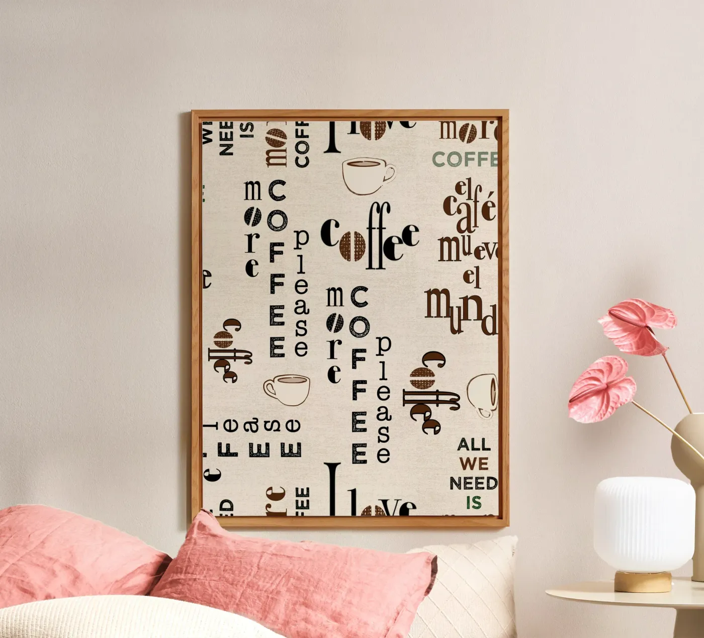 Coffee quotes pattern alu-dibond by Art by Susana Miranda ilustración