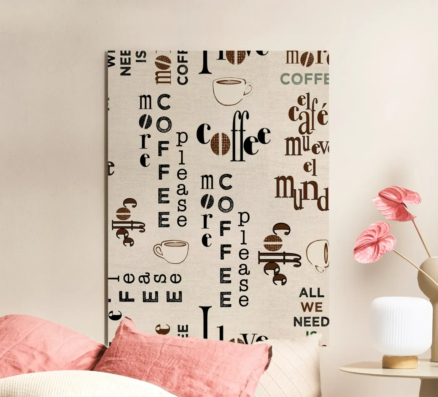 Coffee quotes pattern alu-dibond by Art by Susana Miranda ilustración