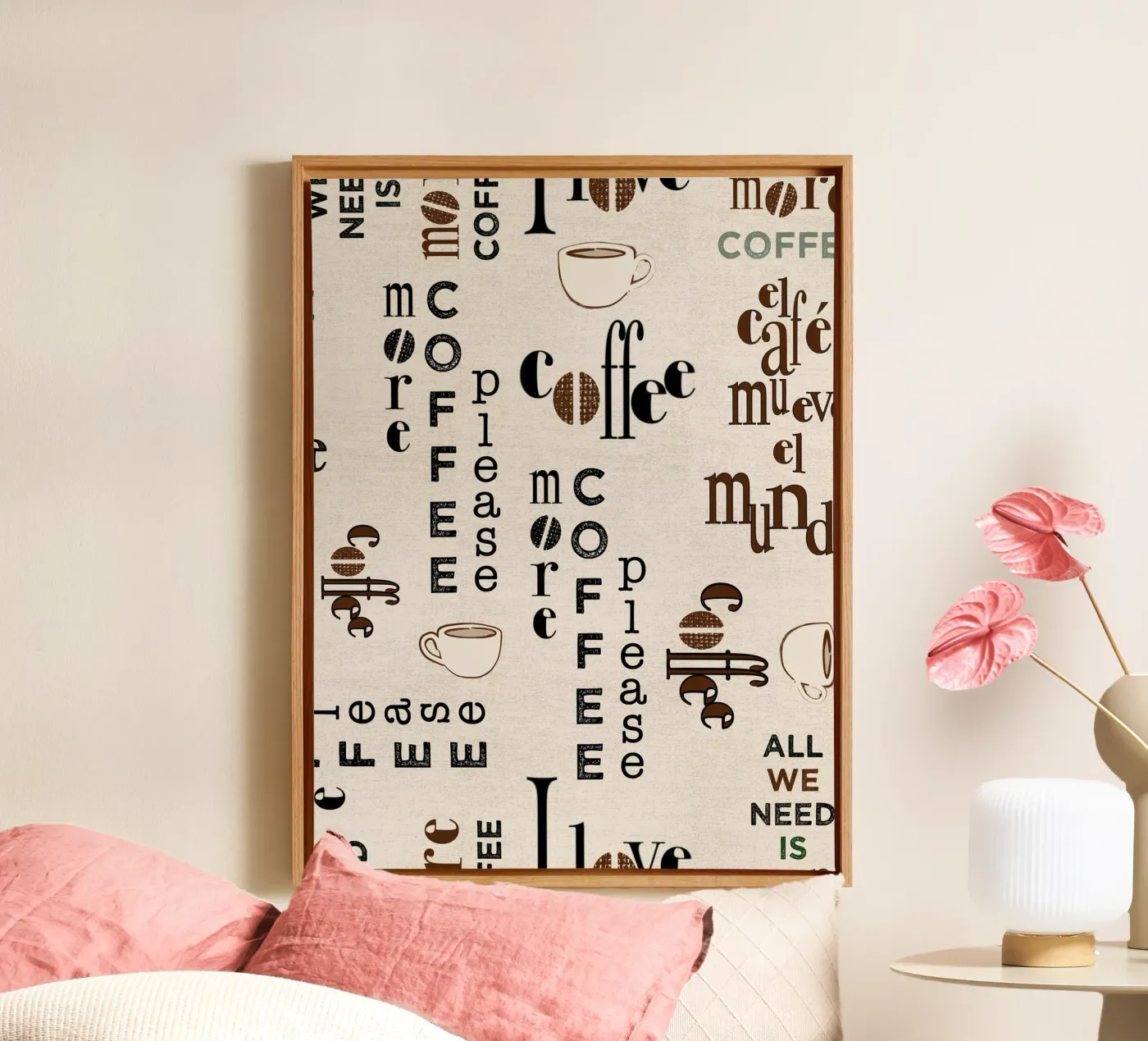 Coffee quotes pattern canvas van Art by Susana Miranda ilustración