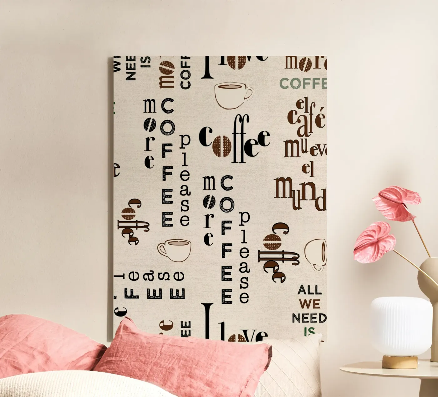 Coffee quotes pattern canvas van Art by Susana Miranda ilustración