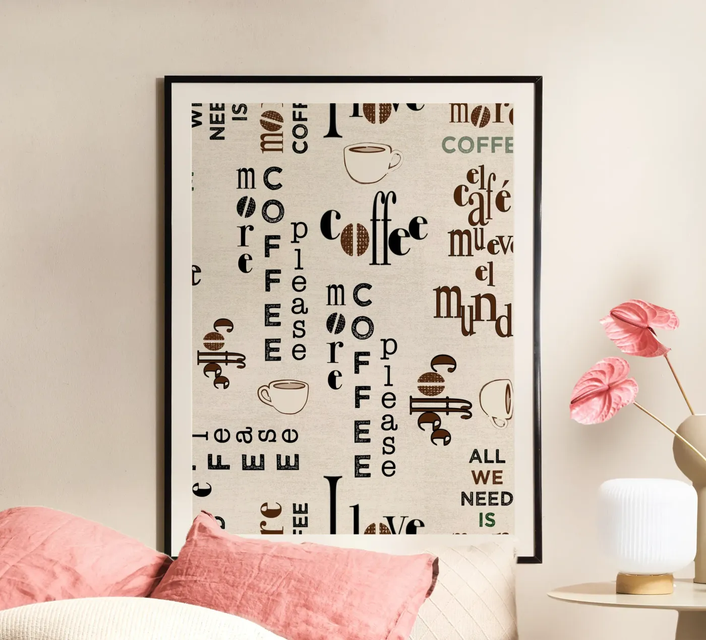 Coffee quotes pattern poster by Art by Susana Miranda ilustración