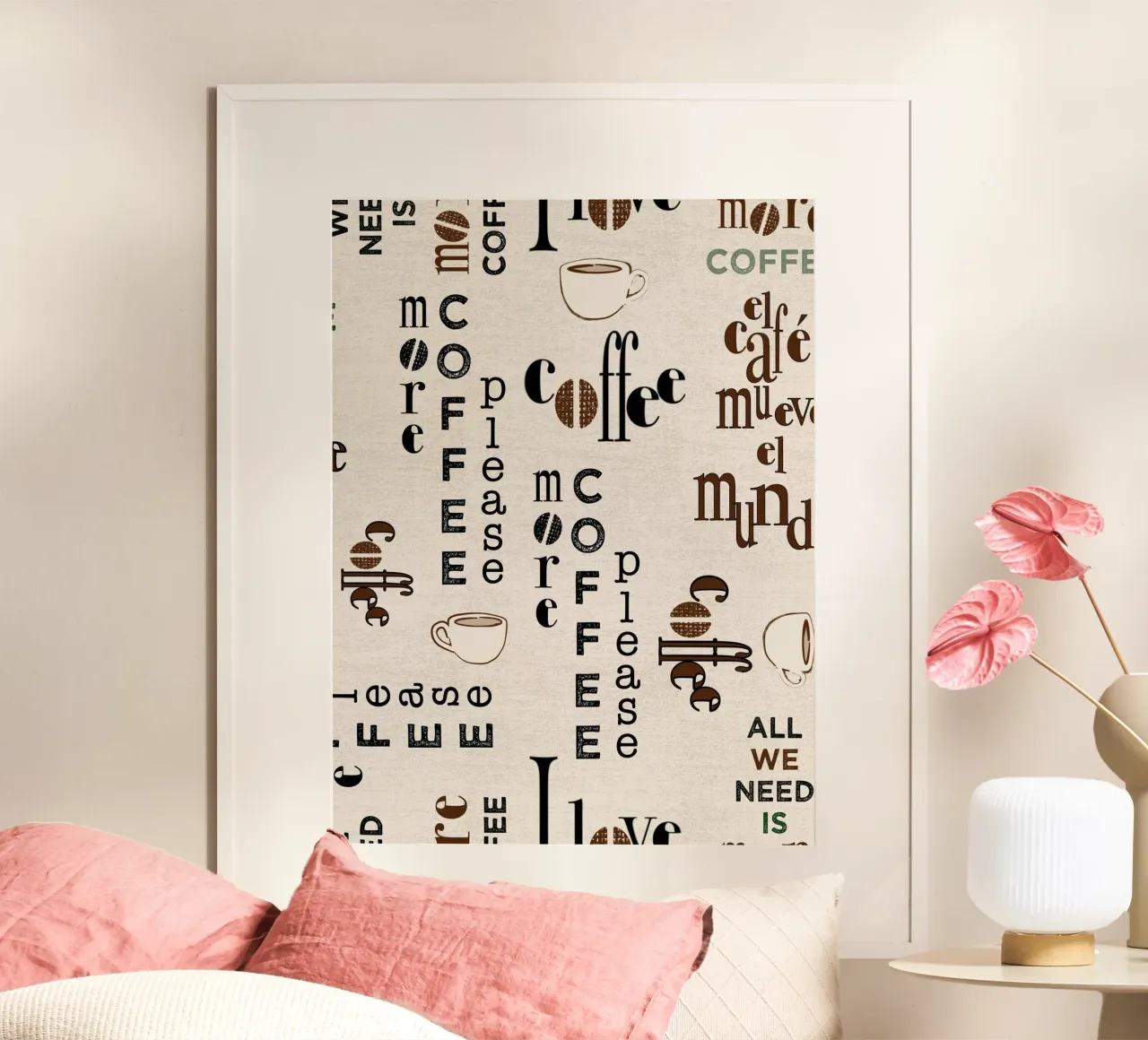 Coffee quotes pattern poster by Art by Susana Miranda ilustración