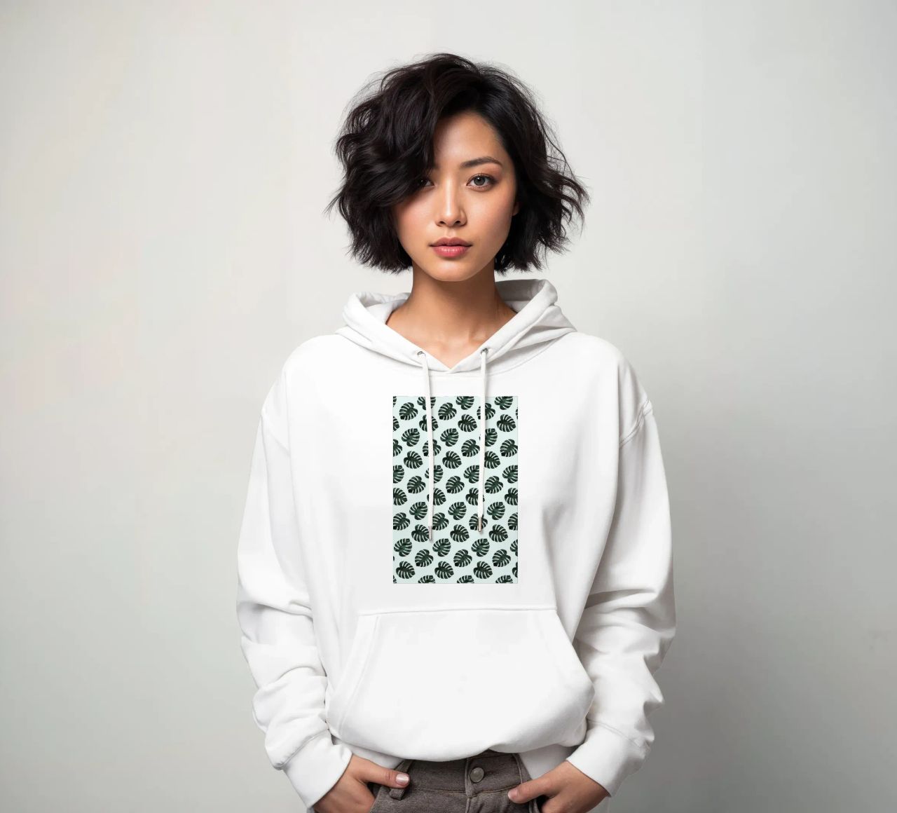 Monstera Pattern felpa con cappuccio da Karin Bijlsma