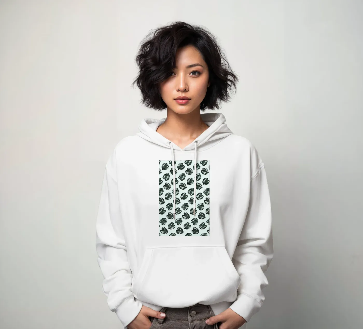 Monstera Pattern hoodie van Karin Bijlsma