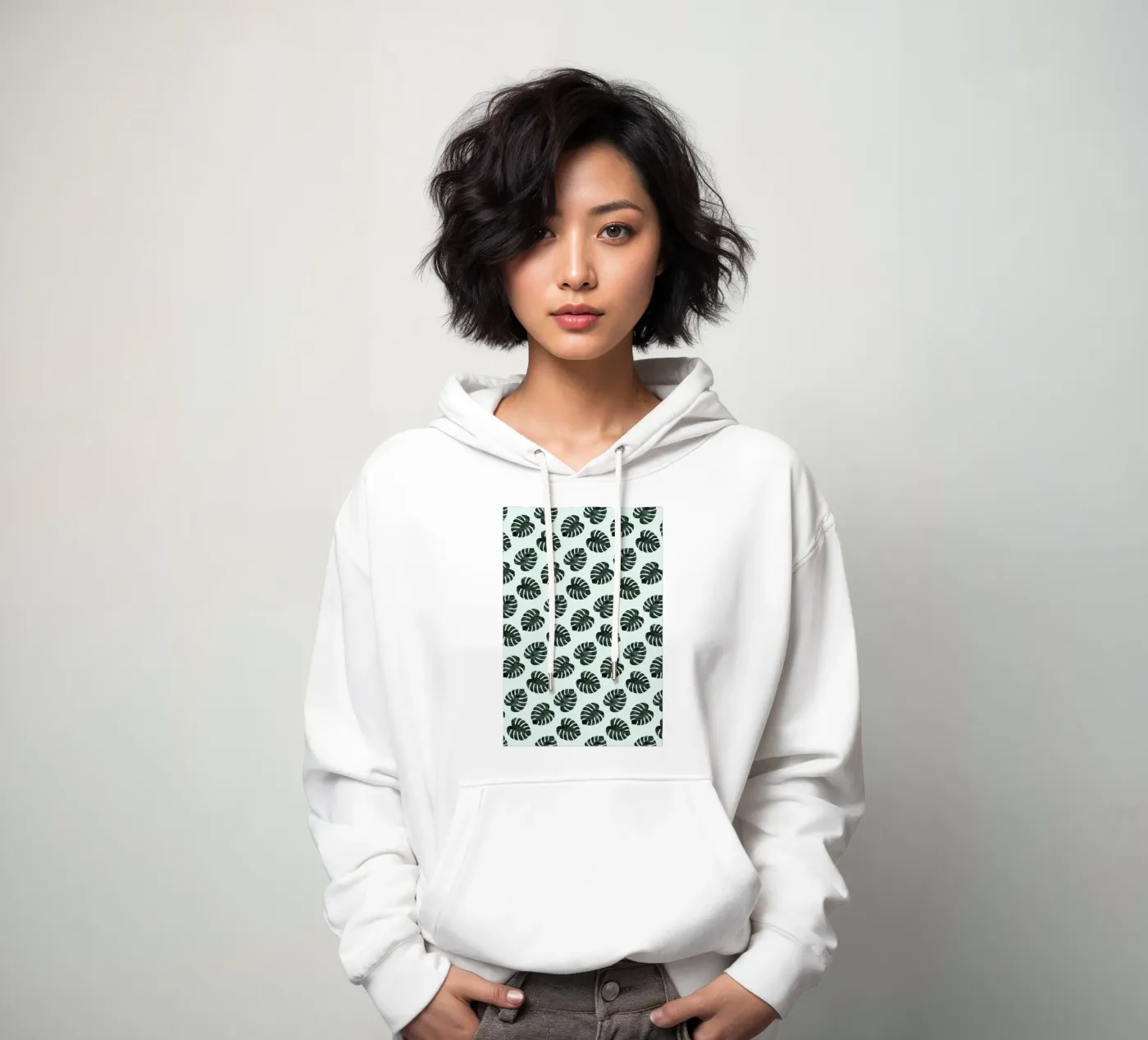 Monstera Pattern hoodie van Karin Bijlsma