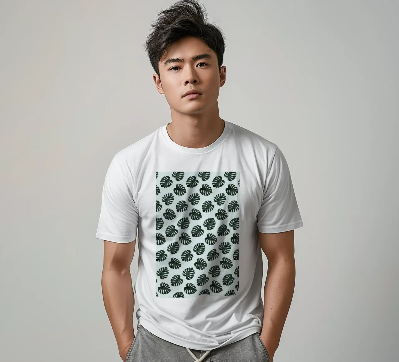 Monstera Pattern T-Shirt von Karin Bijlsma