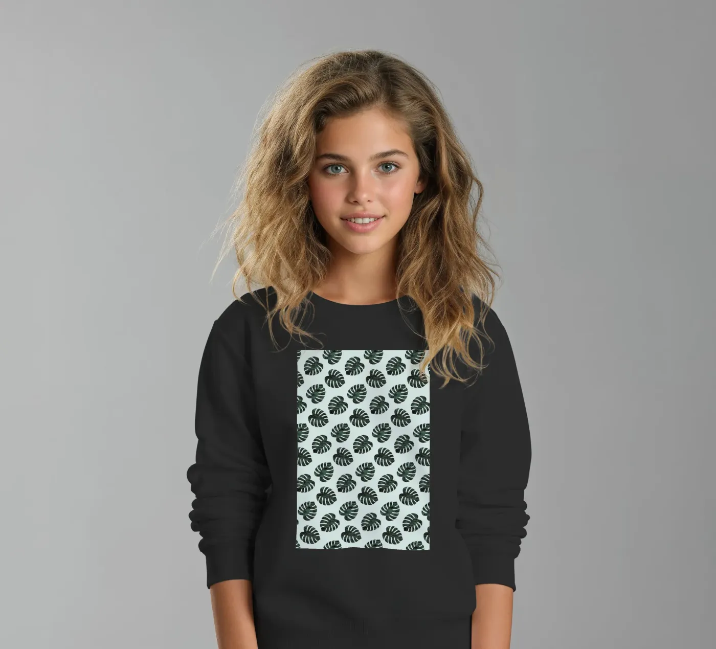 Monstera Pattern kinder sweatshirt van Karin Bijlsma