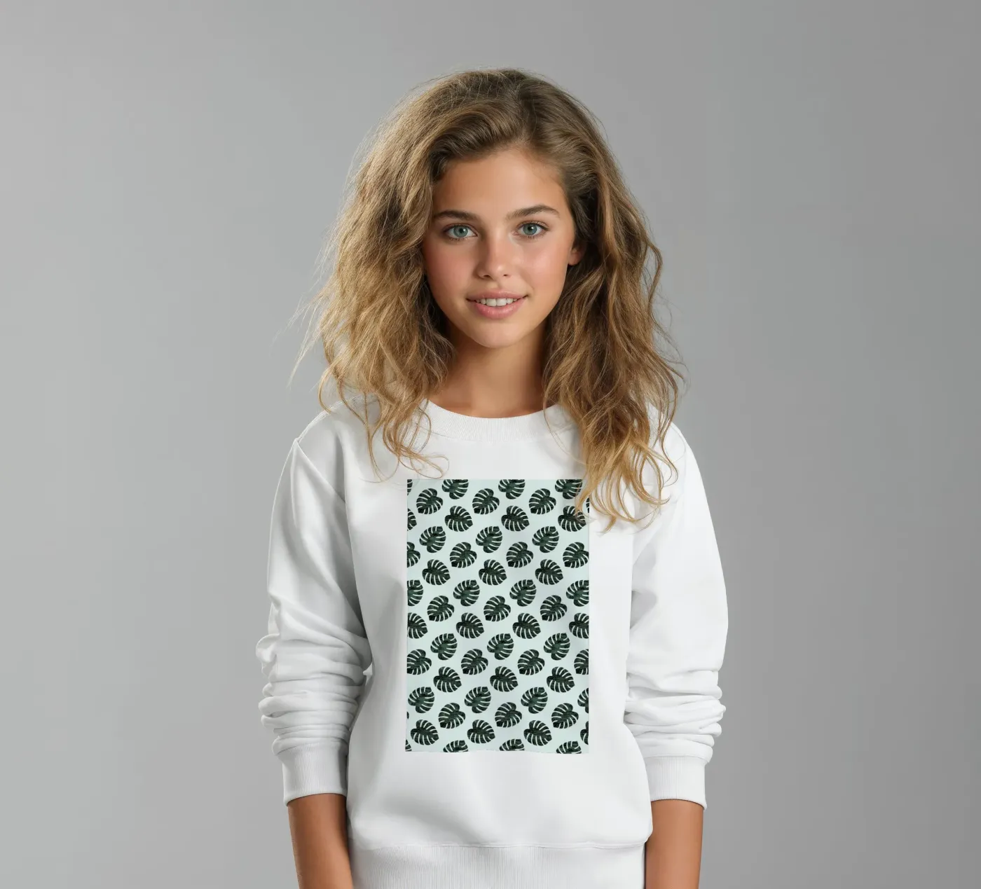 Monstera Pattern kinder sweatshirt van Karin Bijlsma