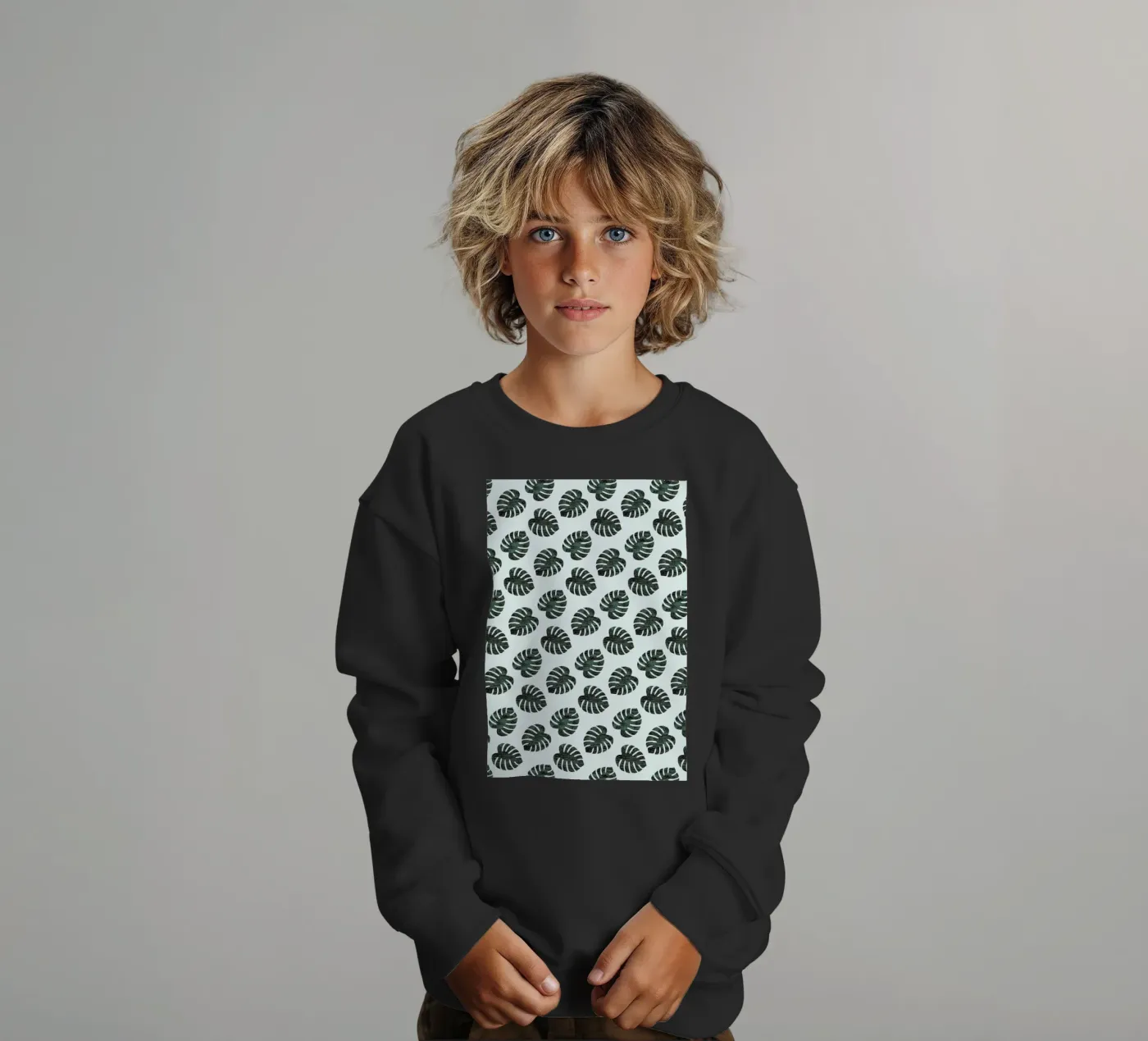 Monstera Pattern kinder sweatshirt van Karin Bijlsma