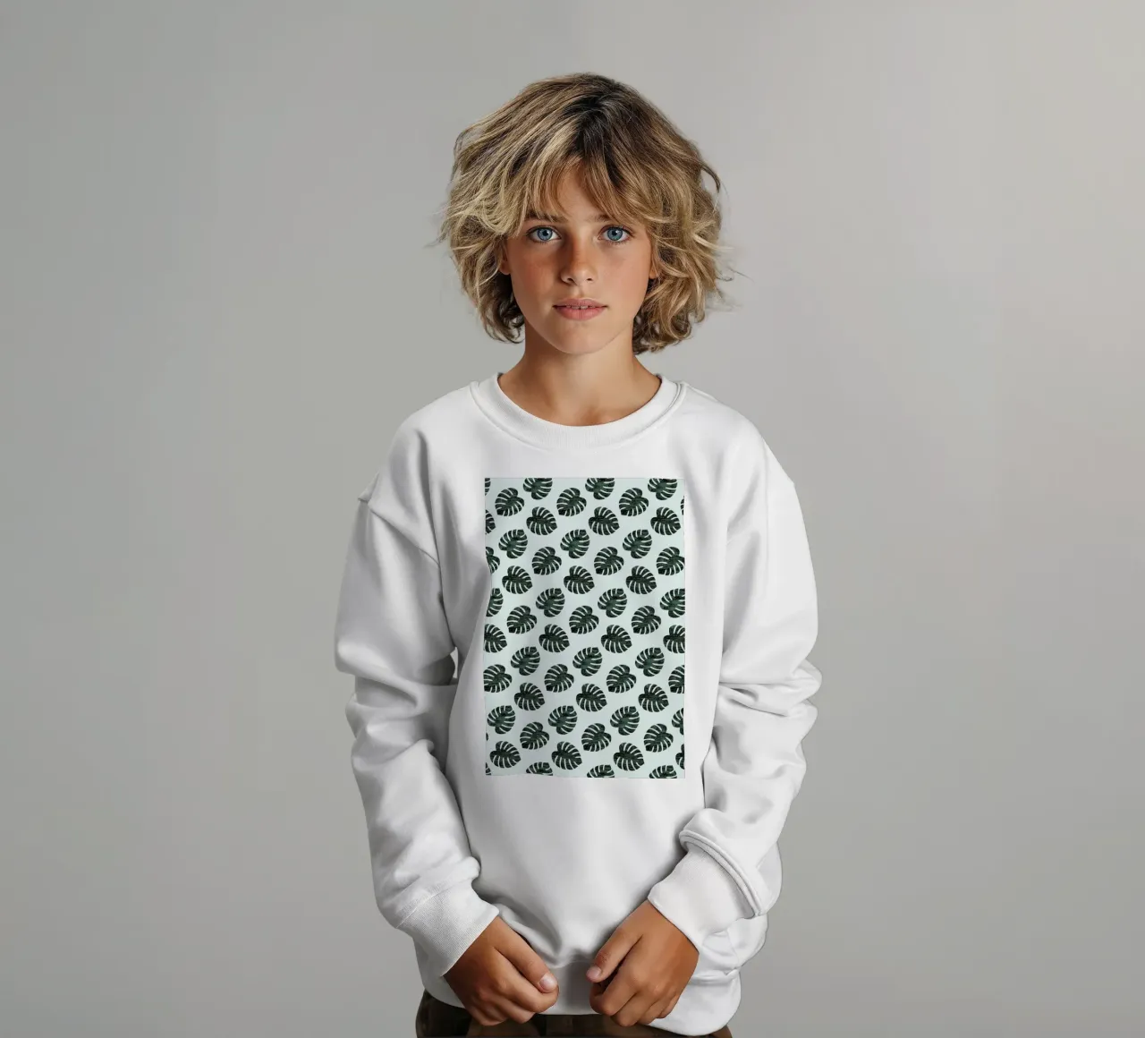 Monstera Pattern kids sweatshirt by Karin Bijlsma