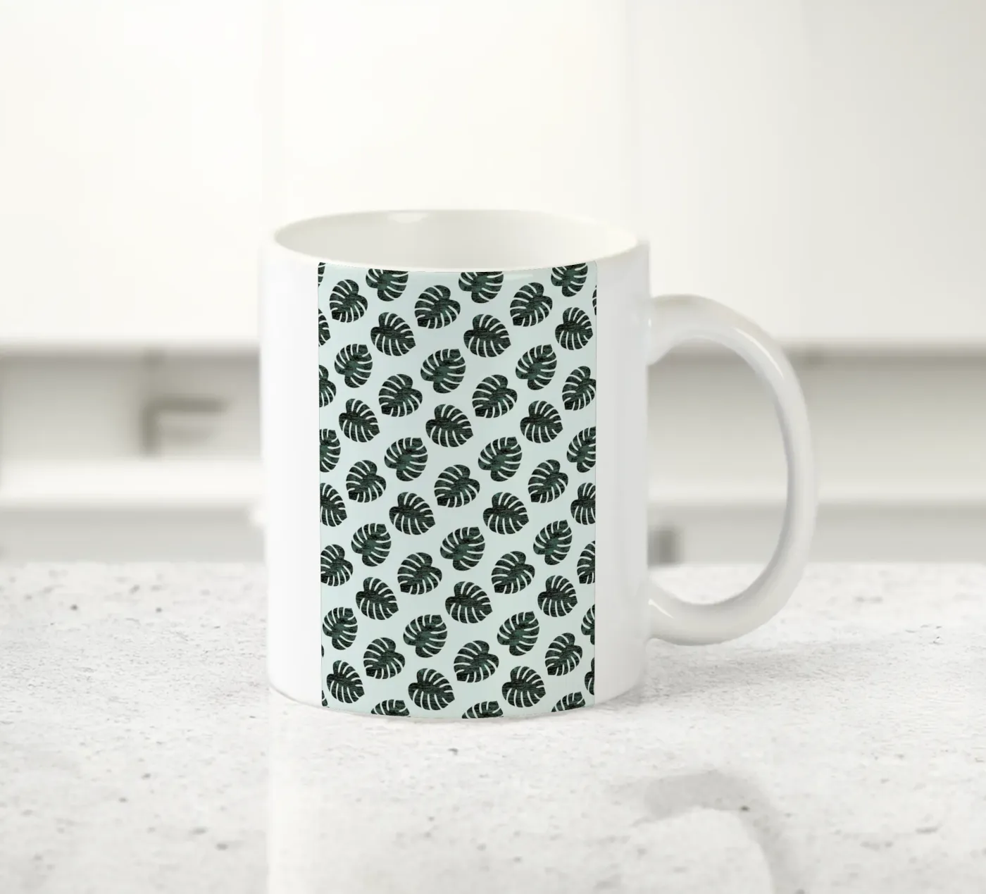 Monstera Pattern ceramic mug by Karin Bijlsma