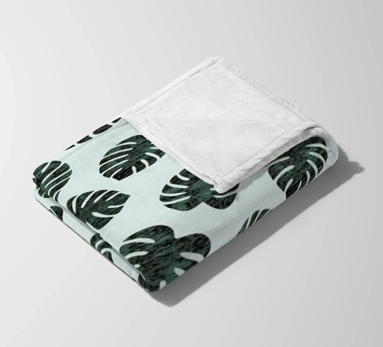 Monstera Pattern fleece blanket by Karin Bijlsma
