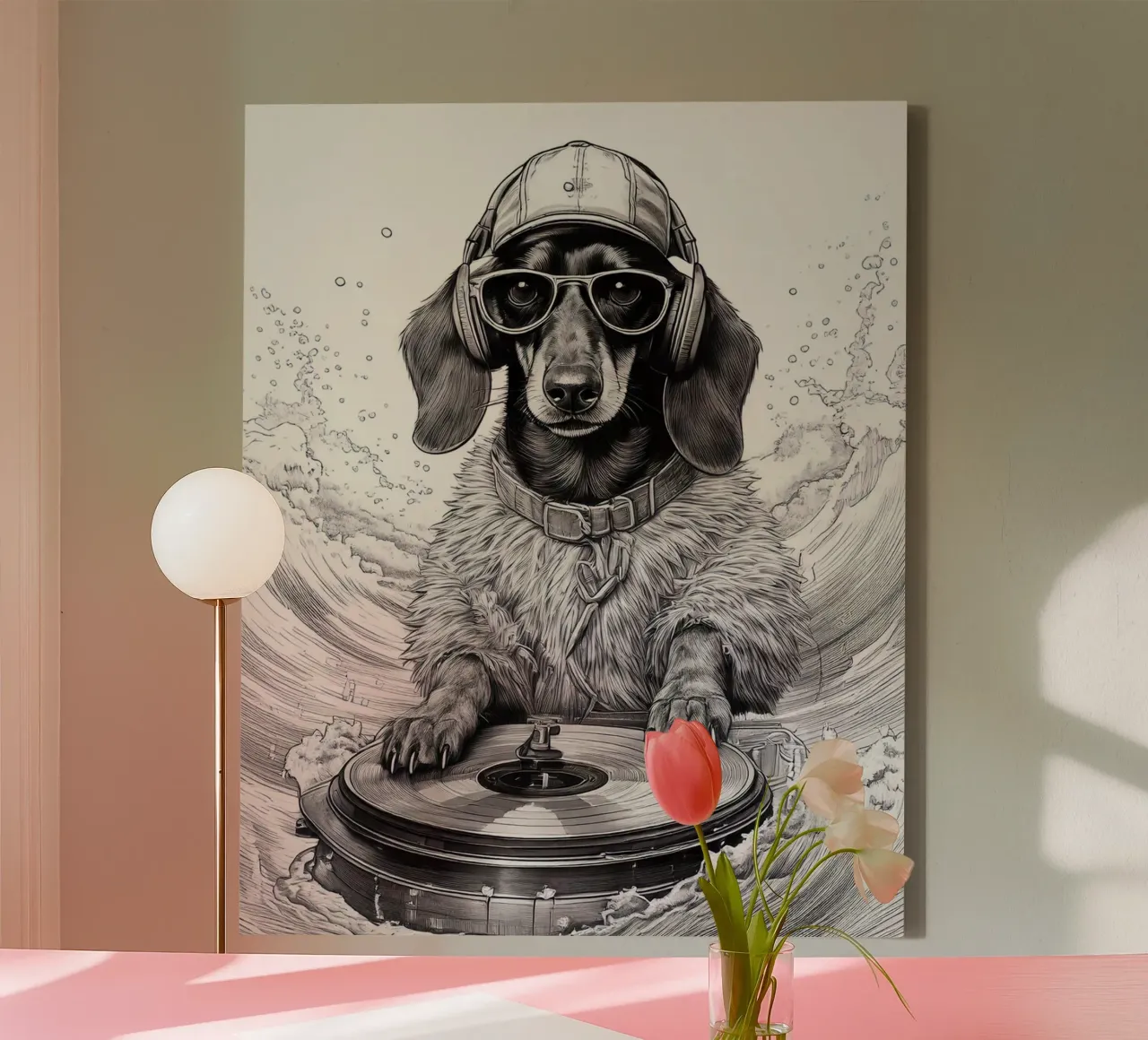DJ teckel canvas met Baklijst van tylerstudio
