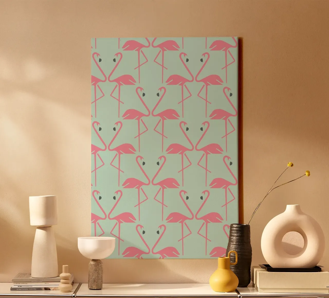 Pink Flamingos tela con Cornice a cassetta da Karin Bijlsma