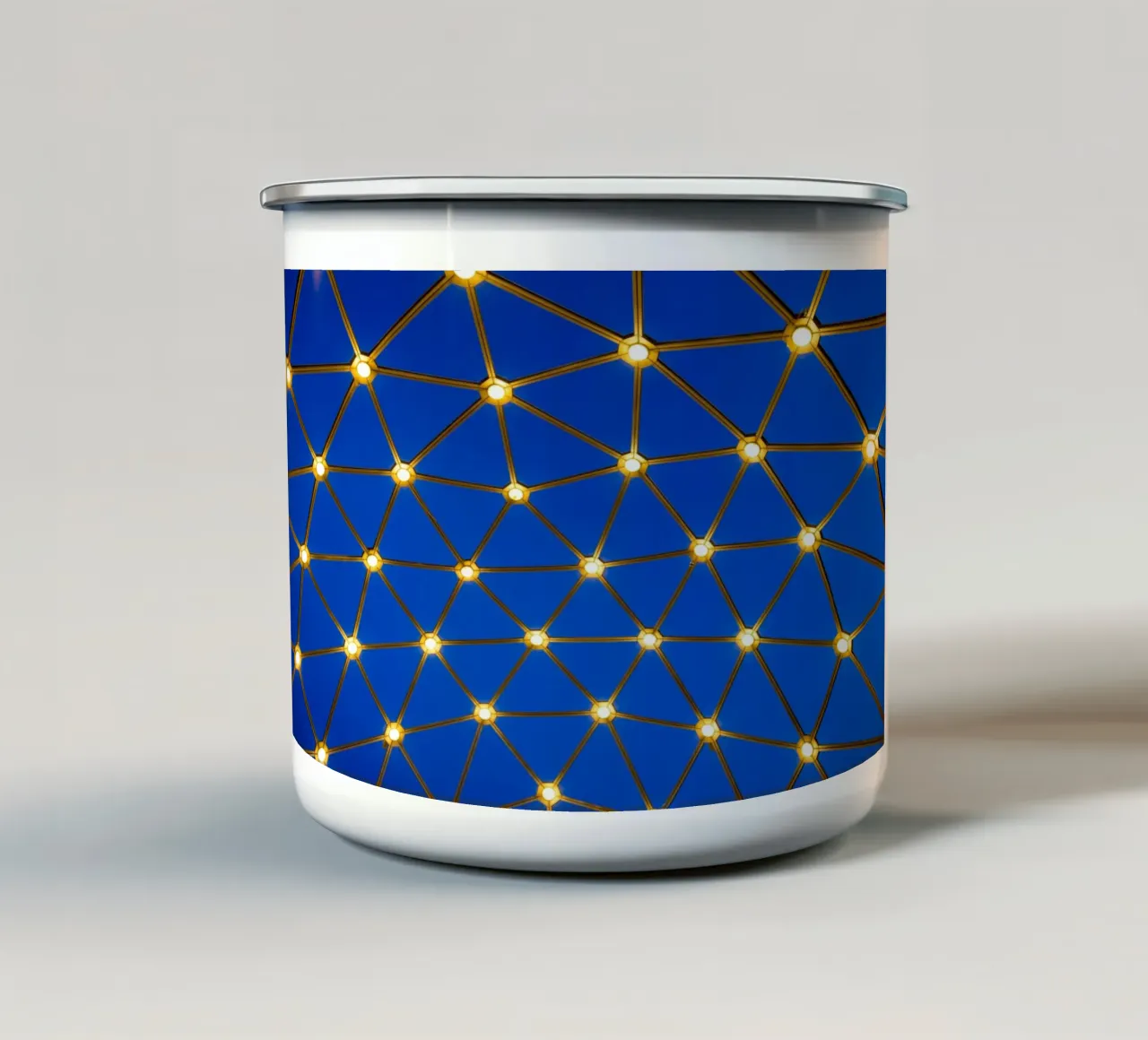 Lampade su sfondo blu tazza in smalto da anderm